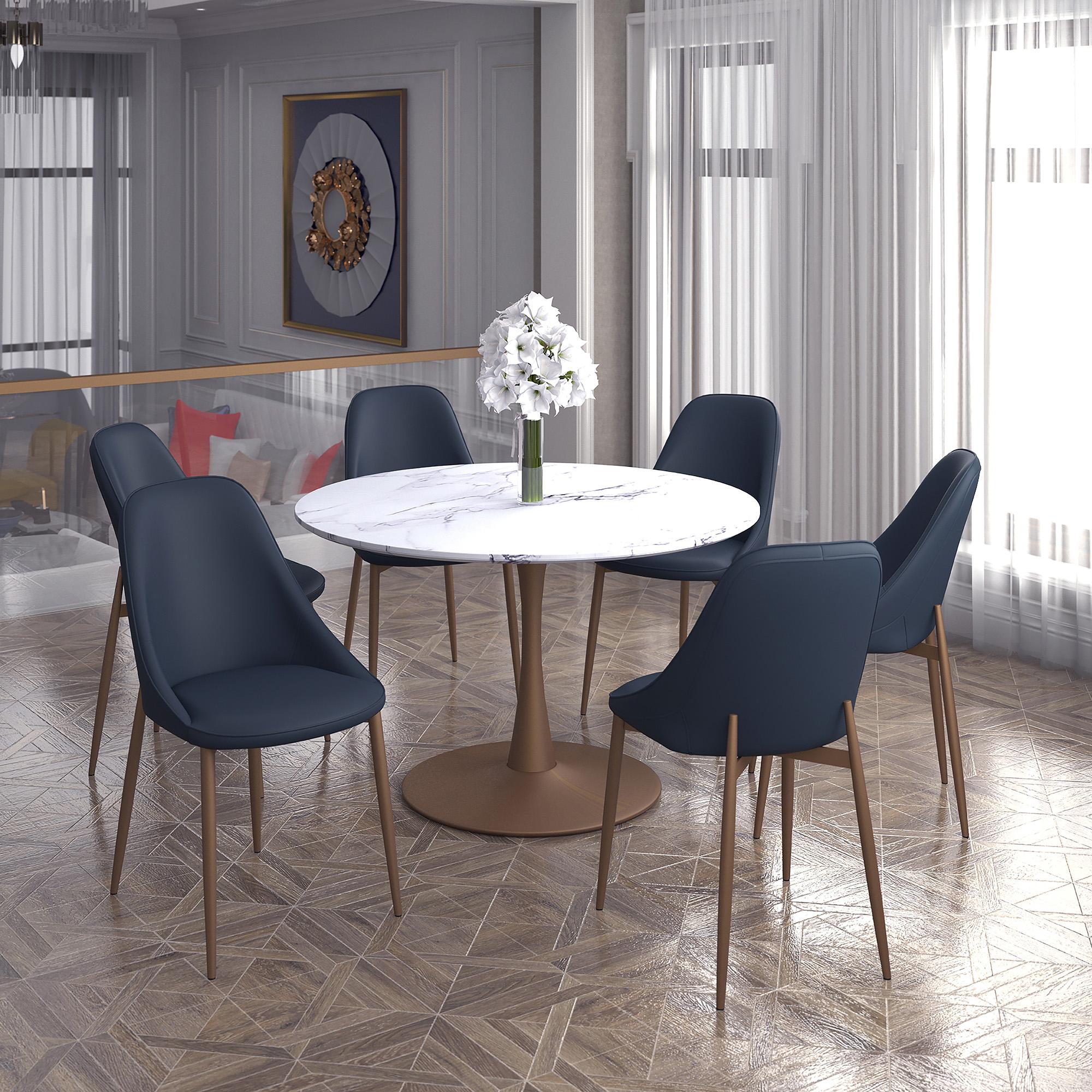 !nspire Zilo/Cleo 207-671GD_L_636BK Large 7 pc Dining Set - Aged Gold with Black Chair IMAGE 1