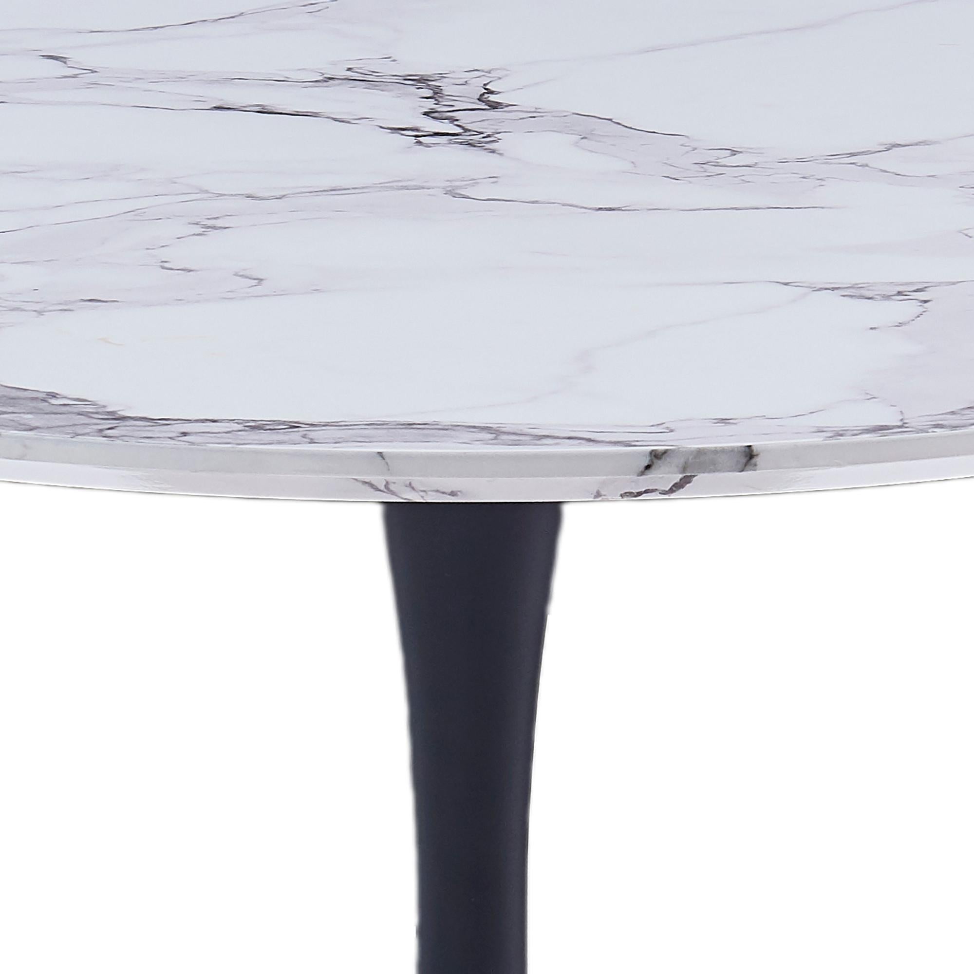 !nspire Zilo/Kash 207-671SBK_084BEG 5 pc Dining Set - Faux Marble and Black with Beige Chair IMAGE 3