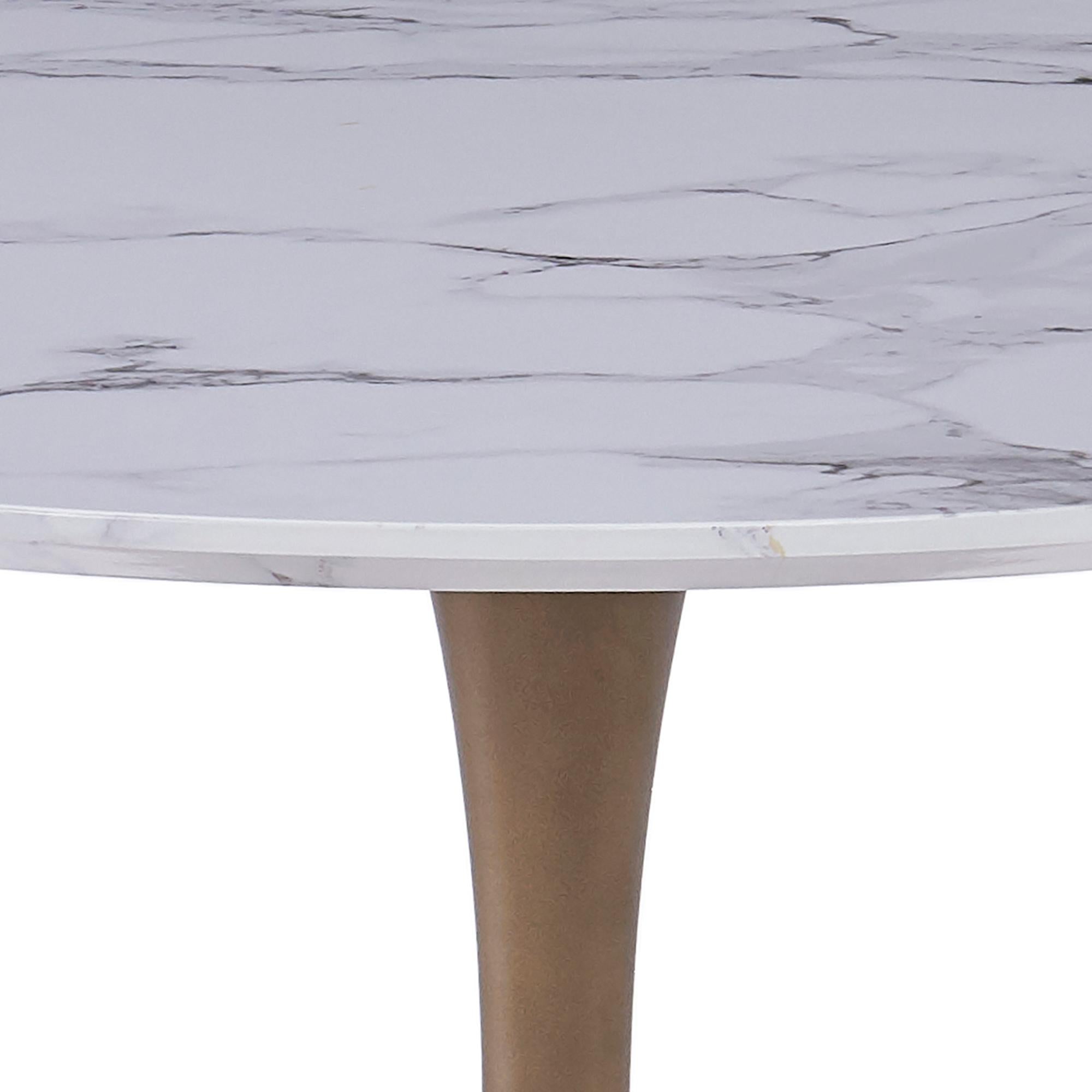!nspire Zilo/Olis 207-671SGD_085PUBG 3 pc Dining Set - Faux Marble and Gold with Beige Chair IMAGE 3