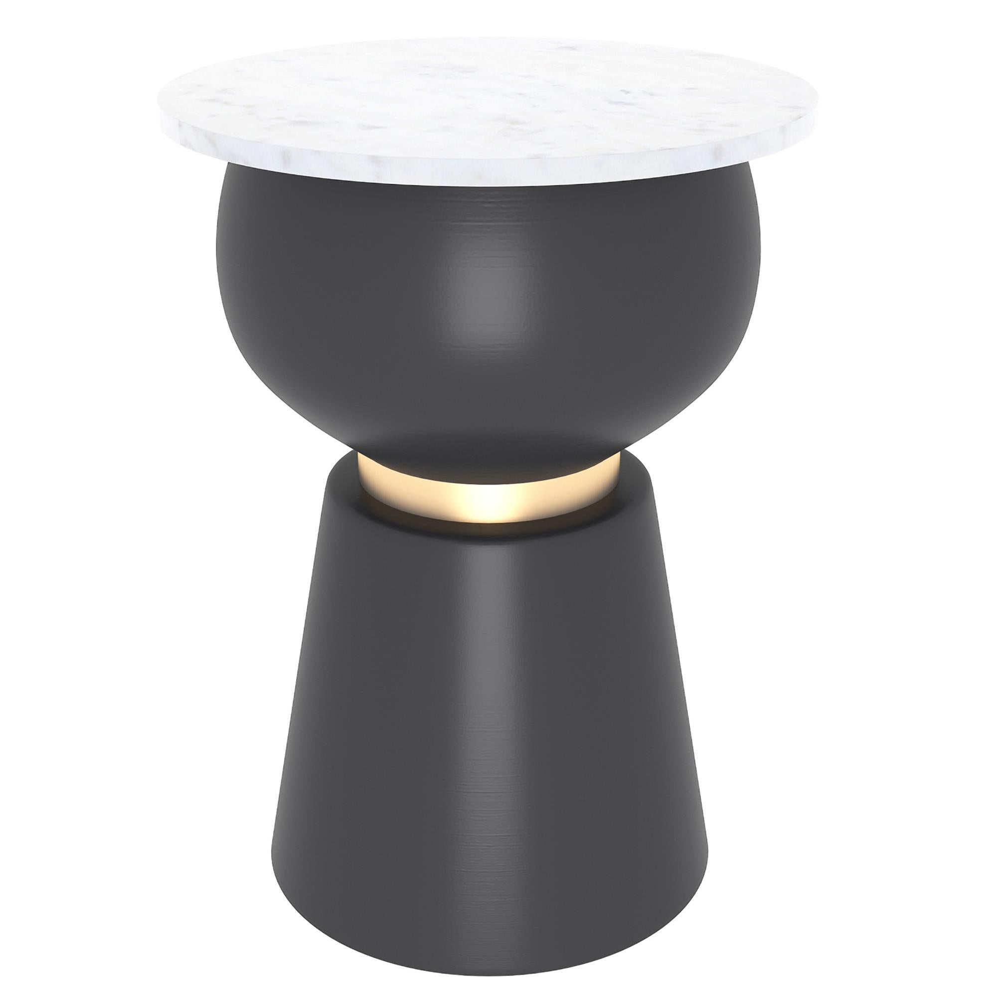 !nspire Alora 501-924WT Accent Table - Black and White and Brushed Gold IMAGE 1