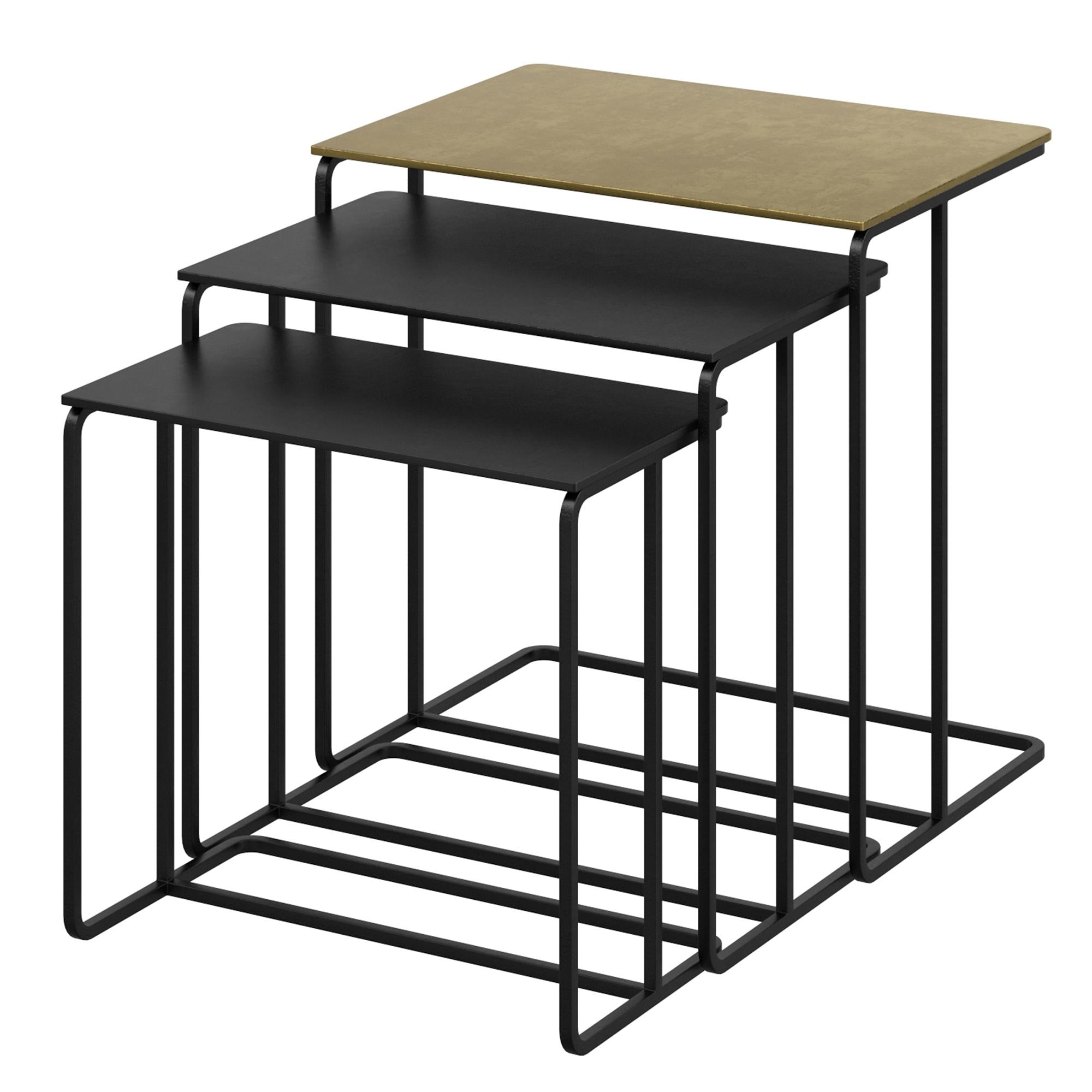 !nspire Bristol 501-855GL_BK 3 pc Accent Table Set - Antique Gold and Black IMAGE 1