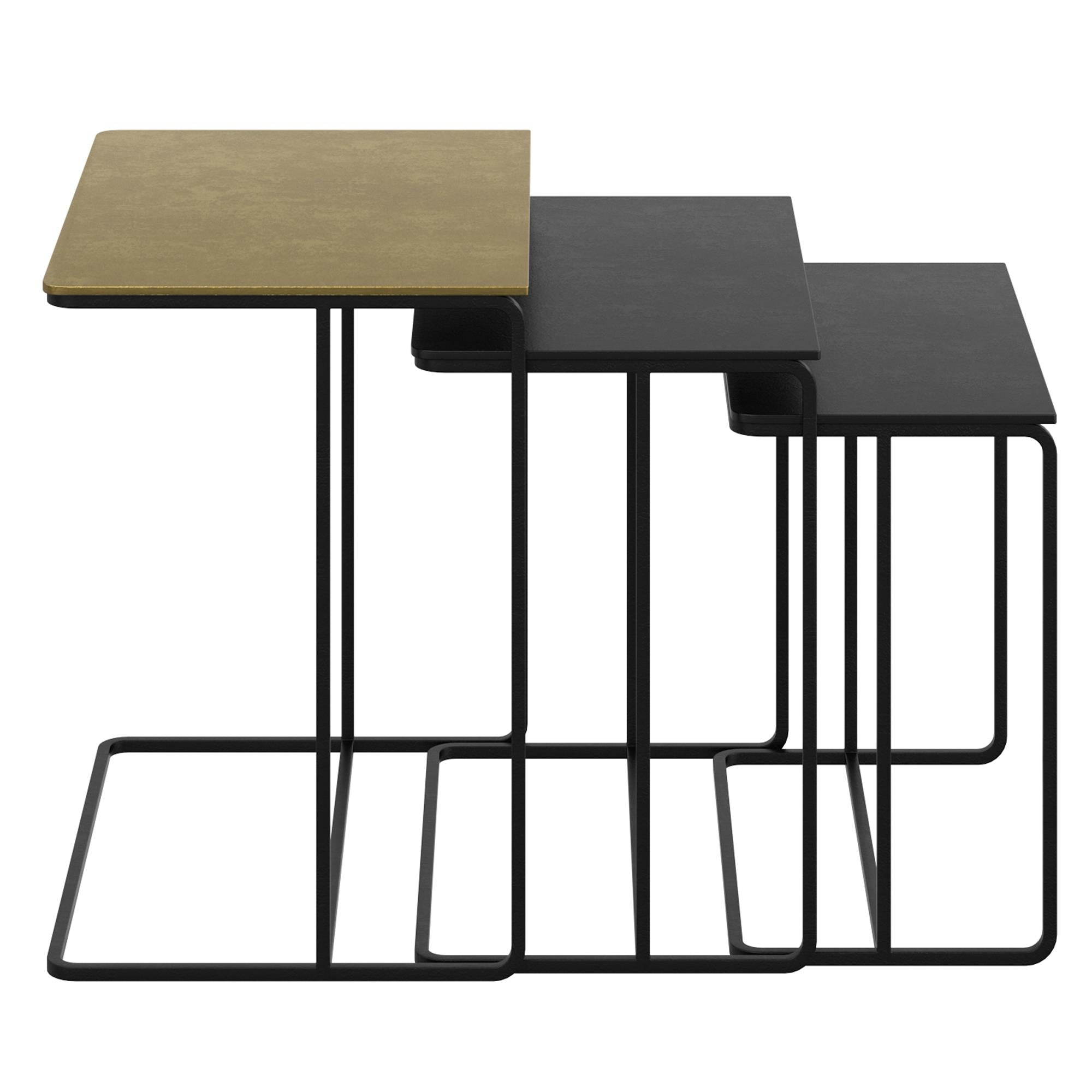 !nspire Bristol 501-855GL_BK 3 pc Accent Table Set - Antique Gold and Black IMAGE 4