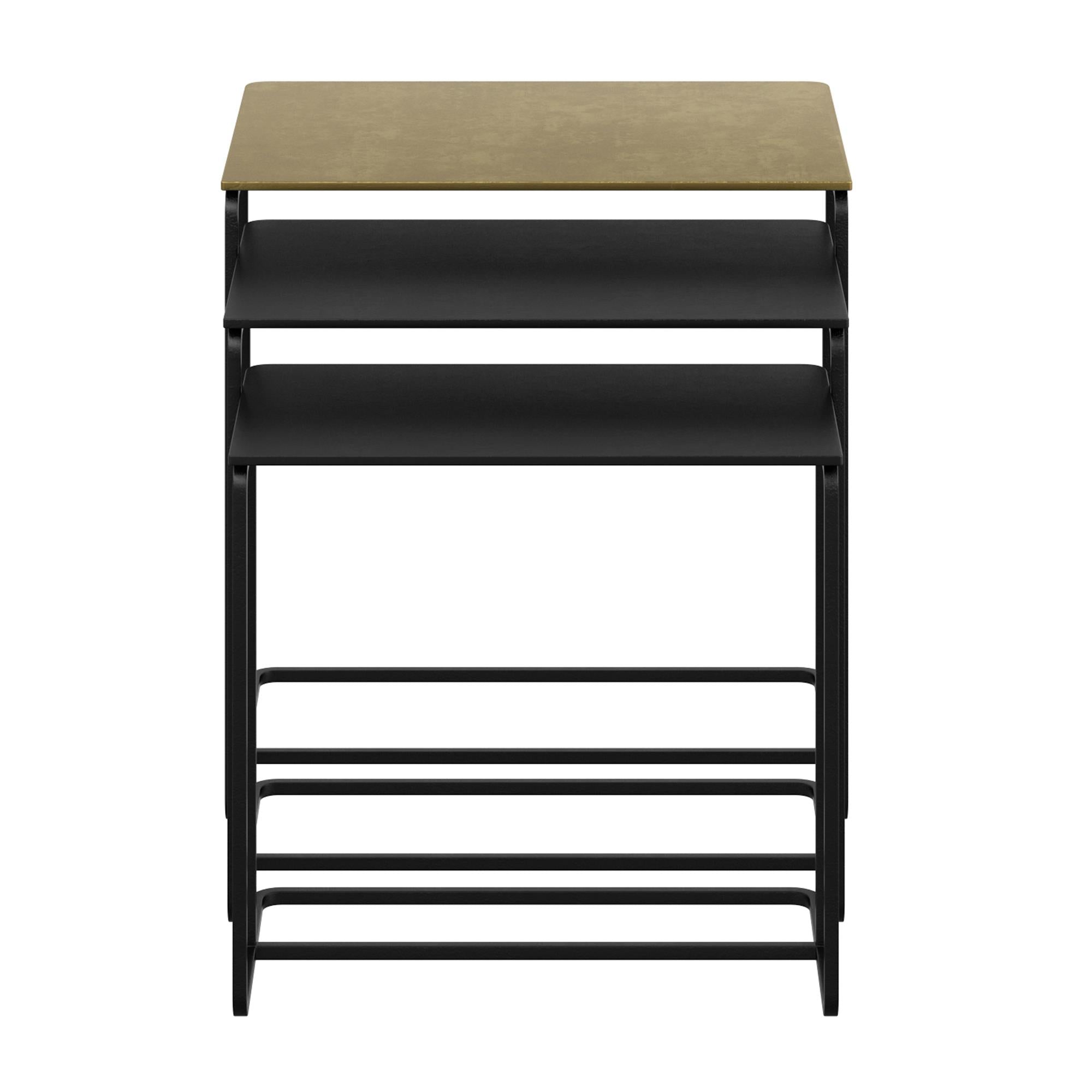 !nspire Bristol 501-855GL_BK 3 pc Accent Table Set - Antique Gold and Black IMAGE 5