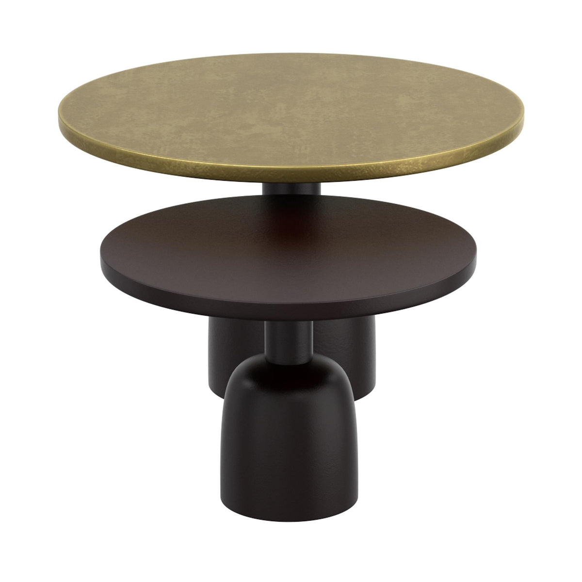 !nspire Adira 303-102GL_BK 2 pc Round Coffee Table Set - Antique Gold and Black IMAGE 4