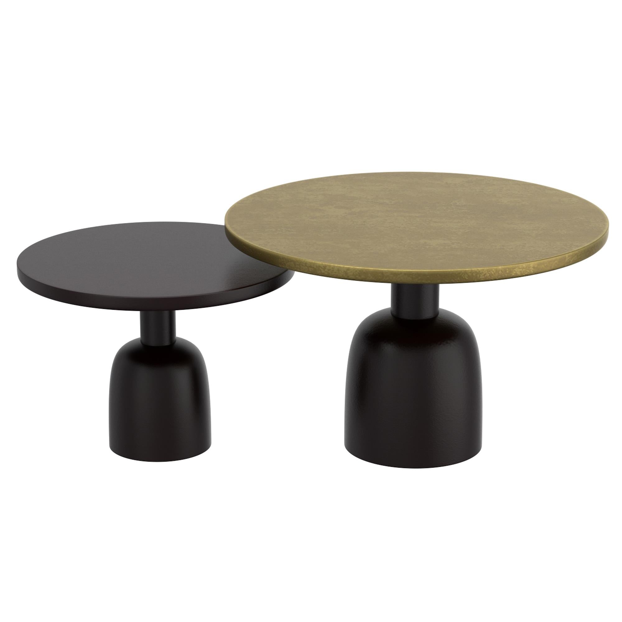 !nspire Adira 303-102GL_BK 2 pc Round Coffee Table Set - Antique Gold and Black IMAGE 5