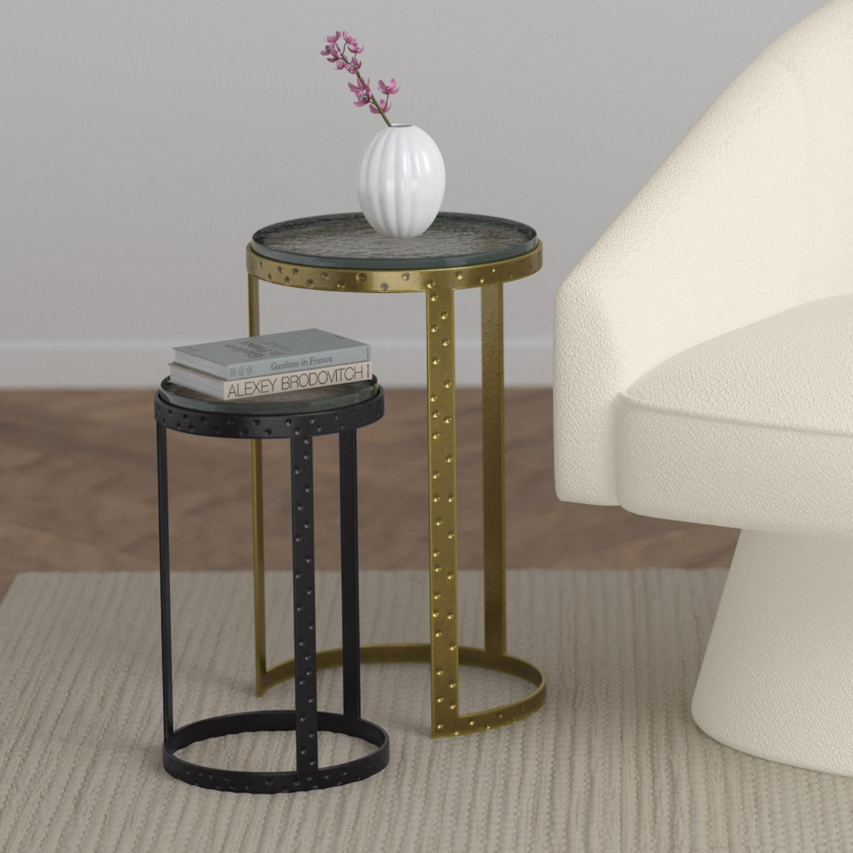 !nspire Ares 501-098GL_BK 2 pc Accent Table Set - Black and Antique Gold IMAGE 2