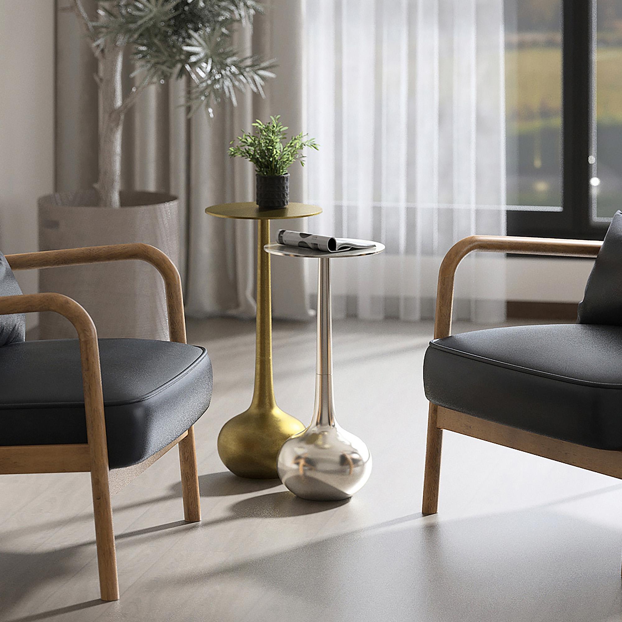 !nspire Sylas 501-100GL_CH 2 pc Accent Table Set - Antique Gold and Silver IMAGE 2