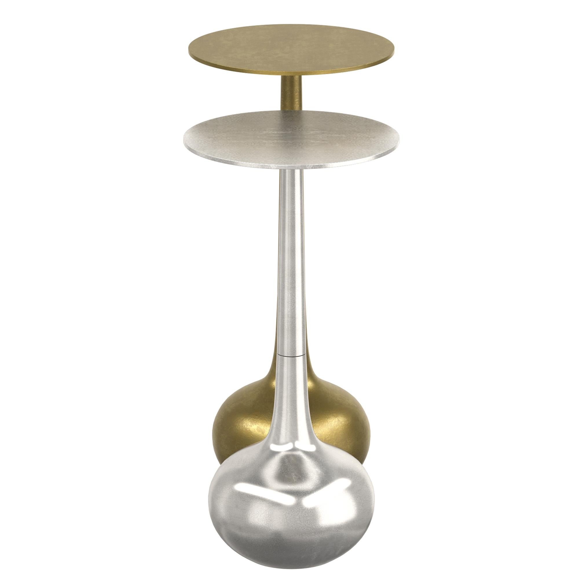 !nspire Sylas 501-100GL_CH 2 pc Accent Table Set - Antique Gold and Silver IMAGE 4