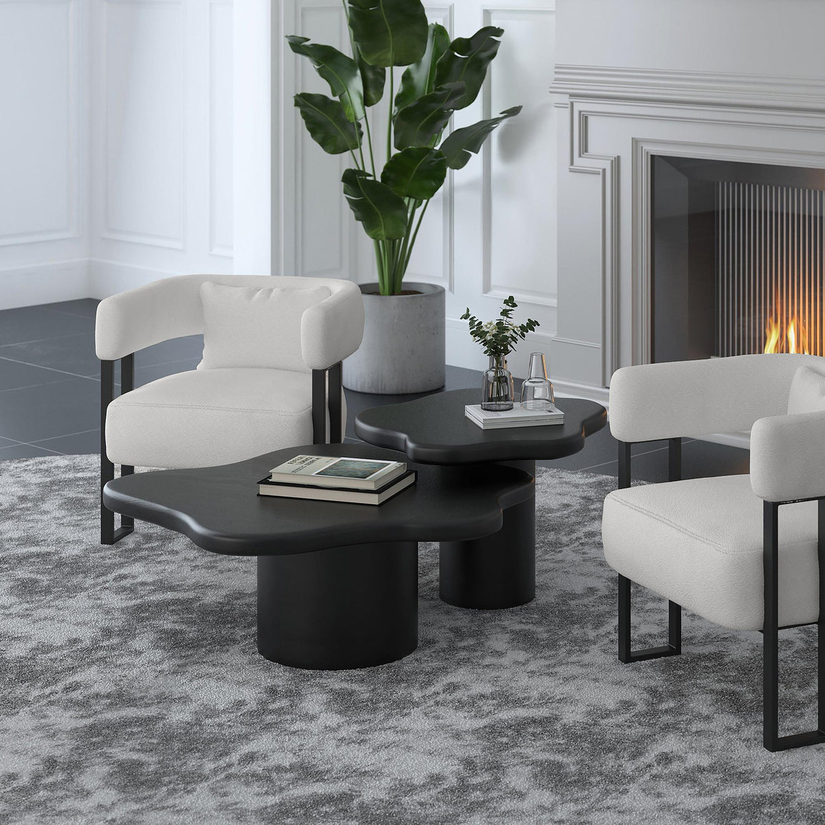 !nspire Mayal 303-149BLK 2 pc Coffee Table Set - Black IMAGE 2