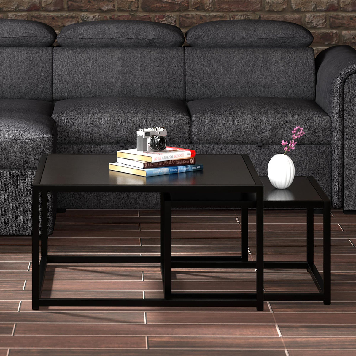 !nspire Quinn 303-524BK 2 pc Coffee Table Set - Black IMAGE 2