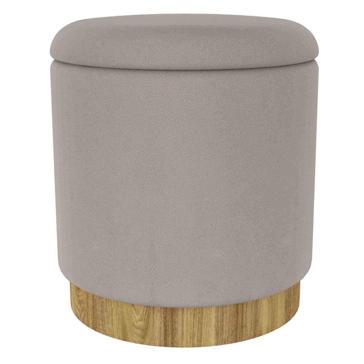 Worldwide Home Furnishings Alya 402-131GY Round Storage Ottoman - Warm Grey and Natural IMAGE 1