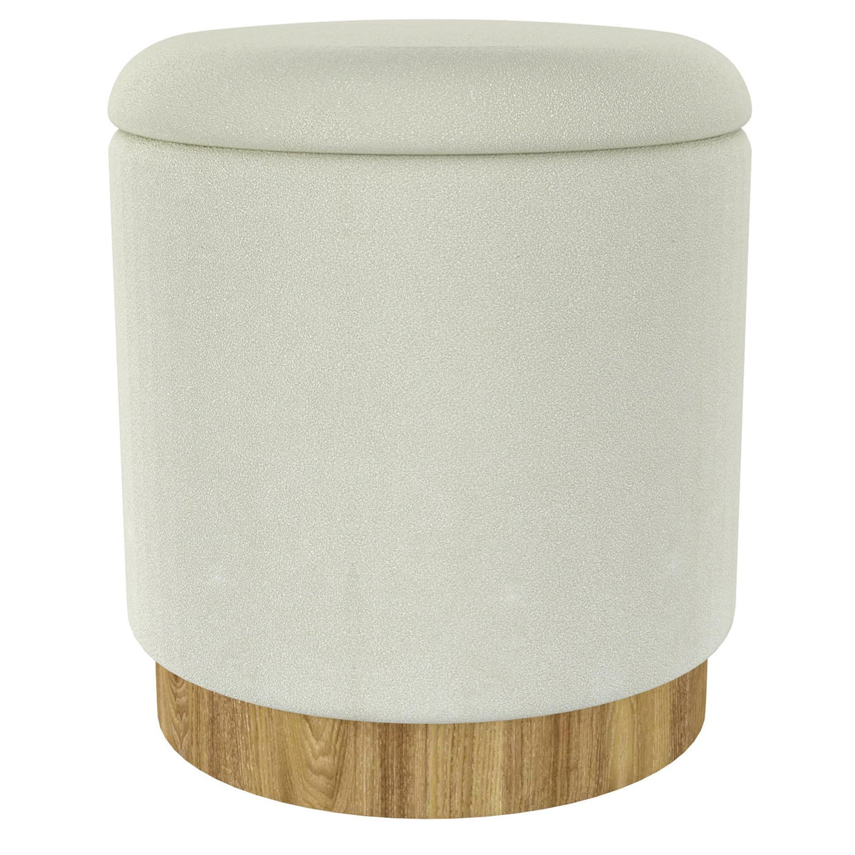 Worldwide Home Furnishings Alya 402-131WT Round Storage Ottoman - White and Natural IMAGE 1