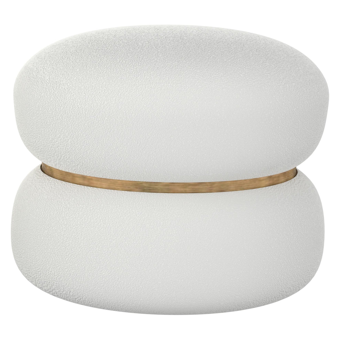 !nspire Cecily 402-951IV 2 pc Round Ottoman w/Storage - Ivory Boucle IMAGE 5