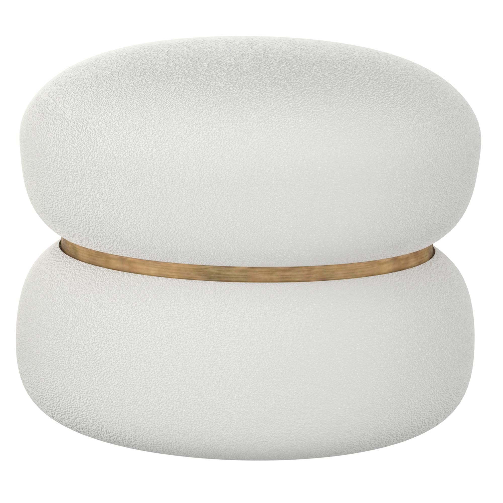 !nspire Cecily 402-951IV 2 pc Round Ottoman w/Storage - Ivory Boucle IMAGE 5