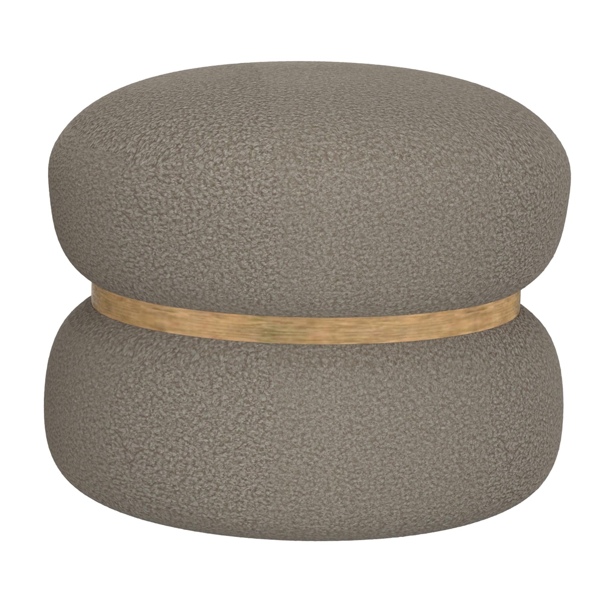 !nspire Cecily 402-951WGY 2 pc Round Ottoman w/Storage - Warm Grey Boucle IMAGE 5