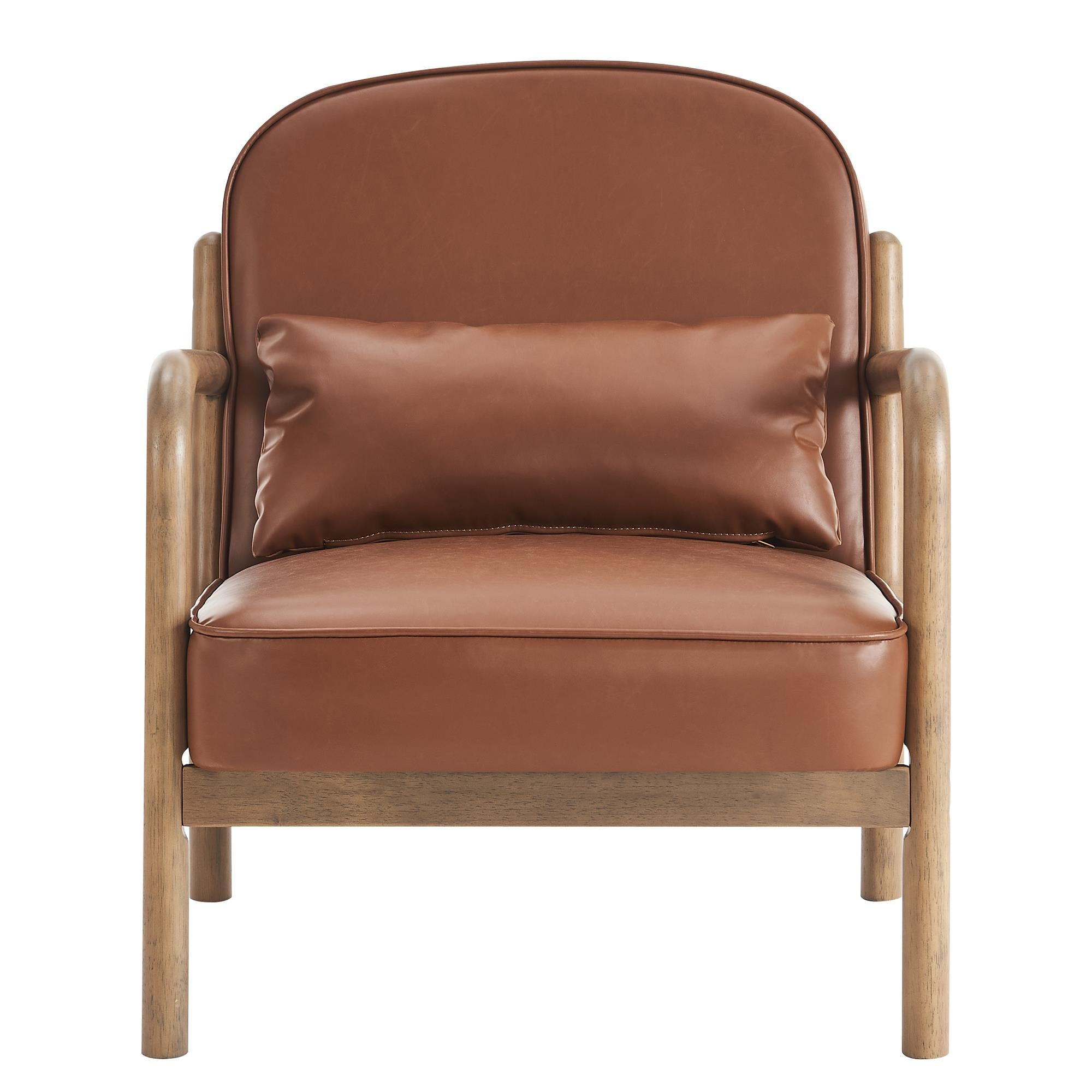 !nspire Fani 403-926SD Accent Chair, Faux Leather - Saddle and Walnut IMAGE 5