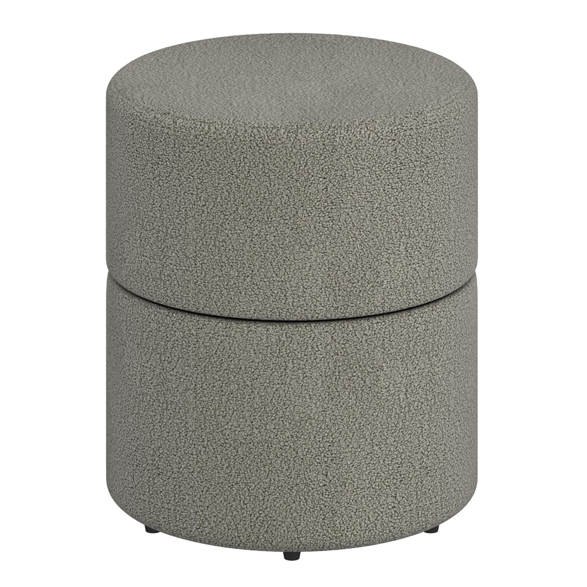 !nspire Novar 402-670WGY Round Swivel Ottoman - Warm Grey Boucle IMAGE 1