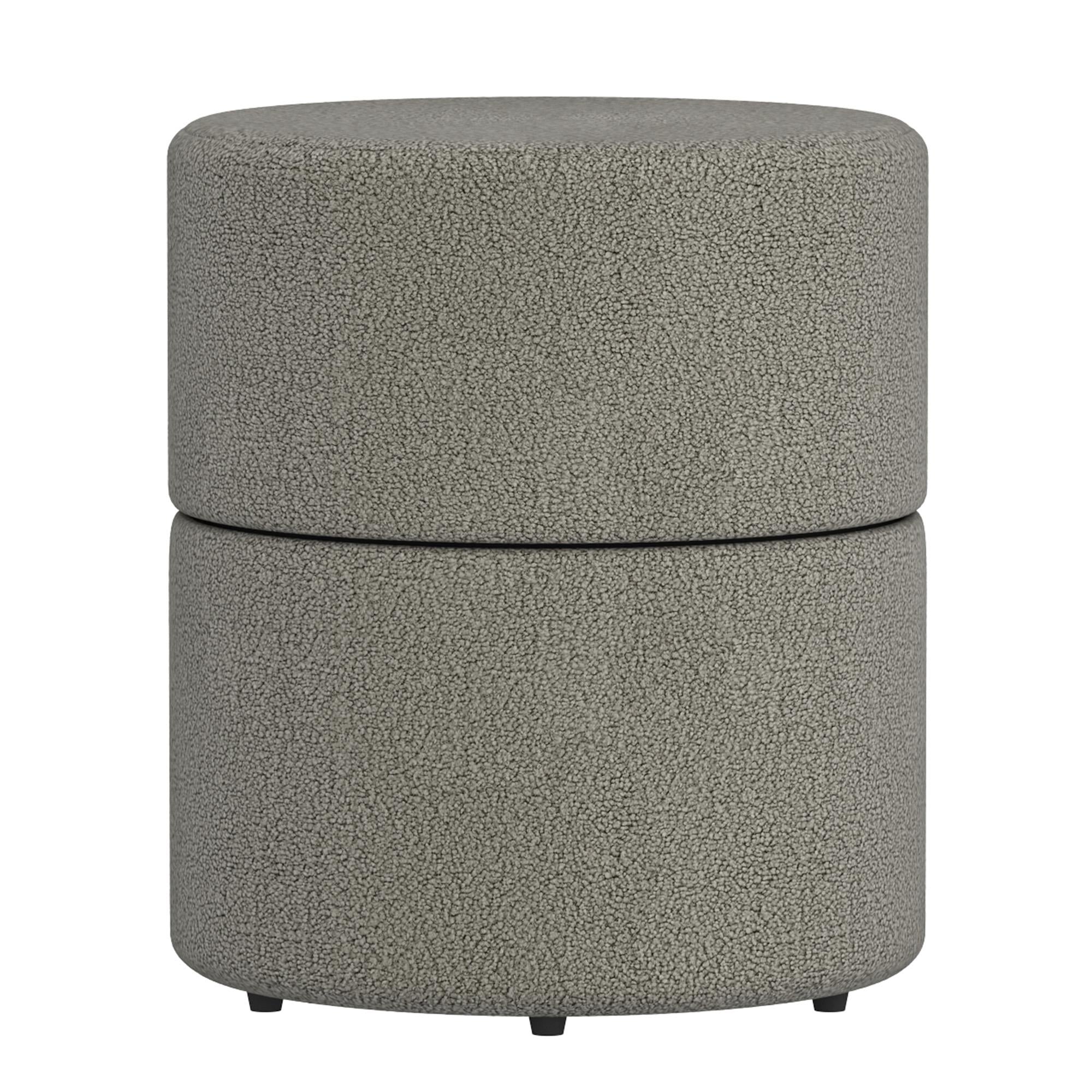 !nspire Novar 402-670WGY Round Swivel Ottoman - Warm Grey Boucle IMAGE 3