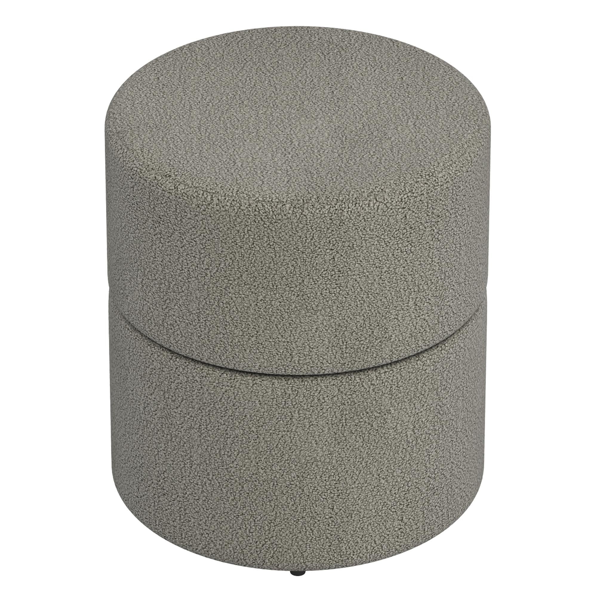 !nspire Novar 402-670WGY Round Swivel Ottoman - Warm Grey Boucle IMAGE 4