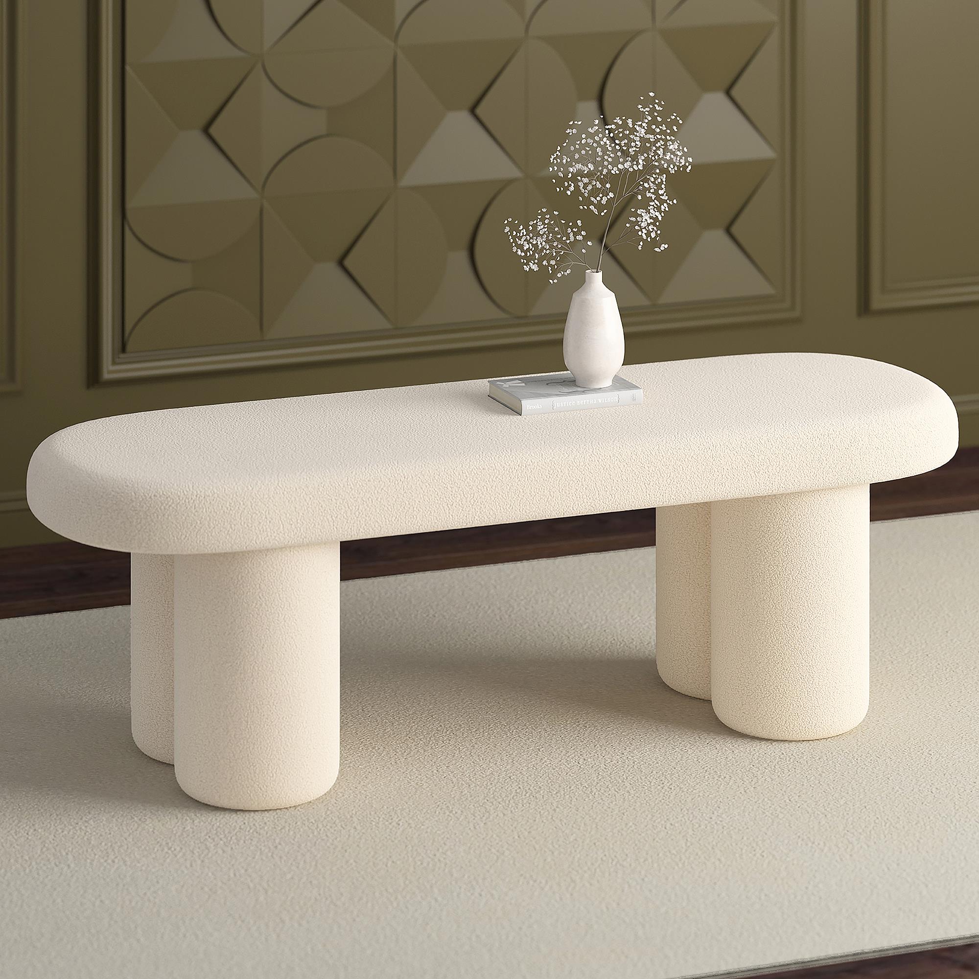 !nspire Azoro 401-163CM Bench - Cream Boucle IMAGE 2