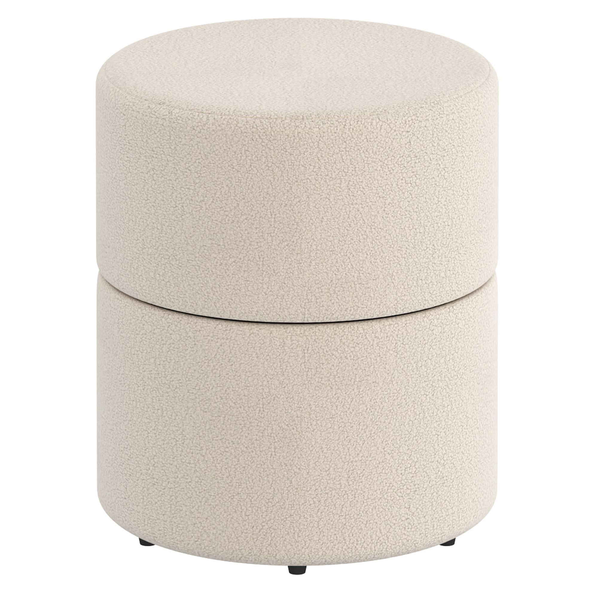 !nspire Novar 402-670CM Round Swivel Ottoman - Cream Boucle IMAGE 1