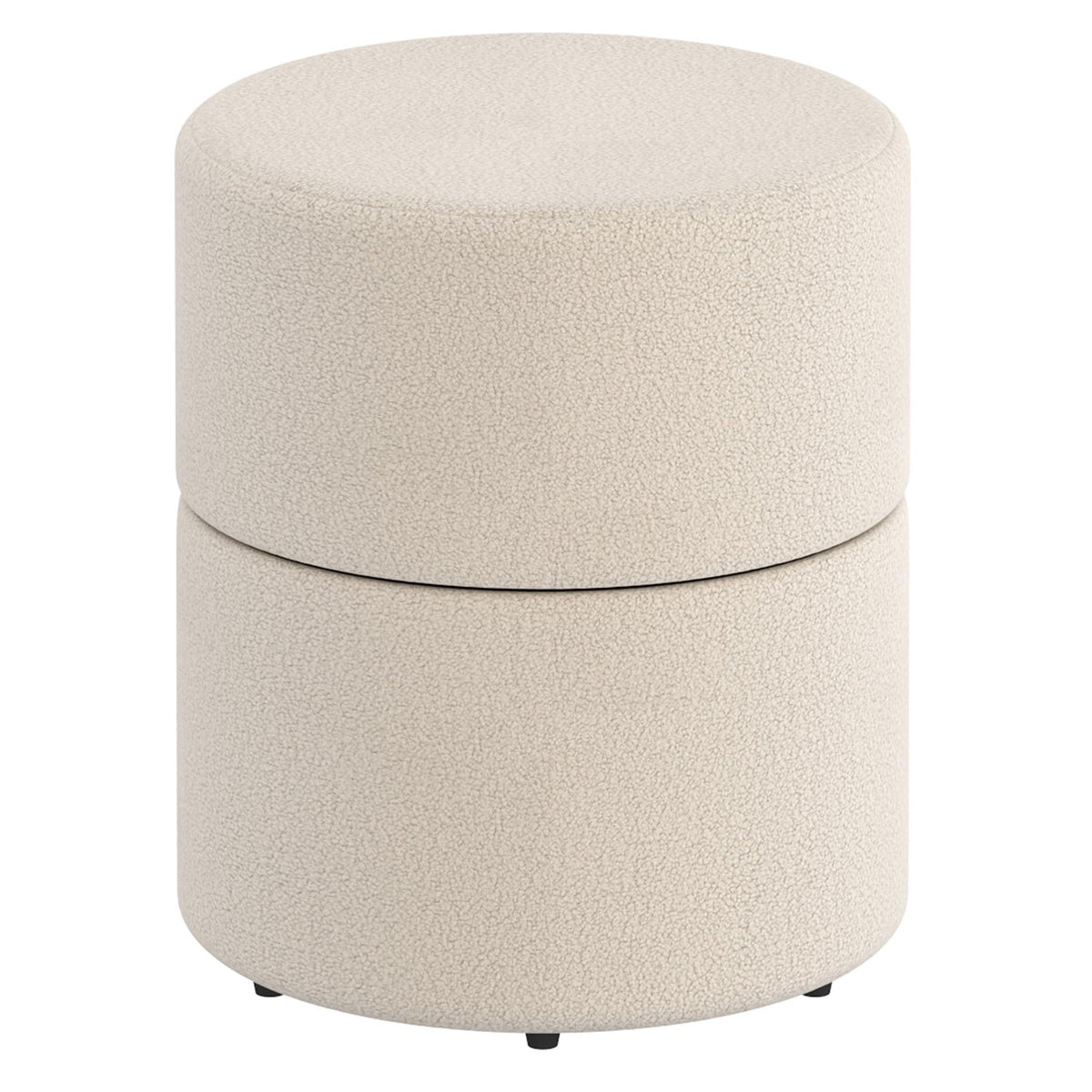 !nspire Novar 402-670CM Round Swivel Ottoman - Cream Boucle IMAGE 1