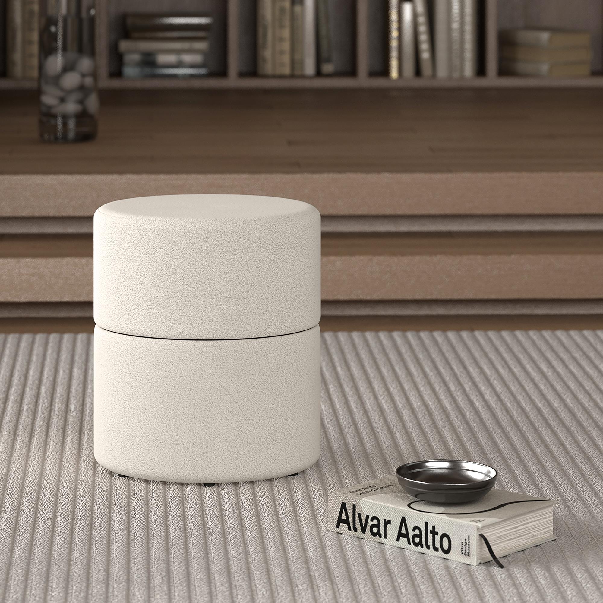 !nspire Novar 402-670CM Round Swivel Ottoman - Cream Boucle IMAGE 2