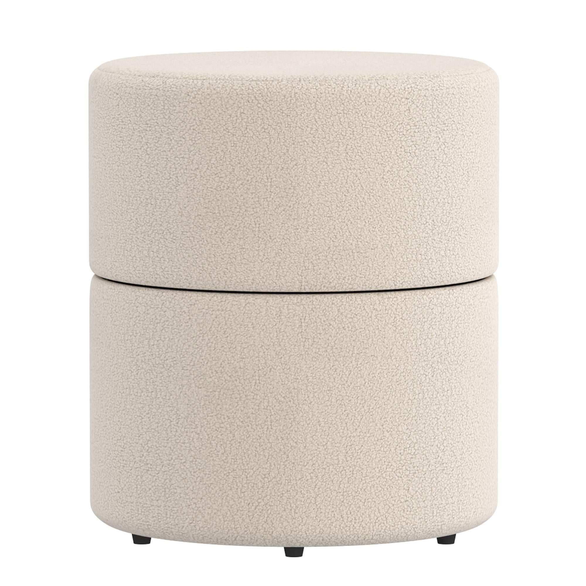 !nspire Novar 402-670CM Round Swivel Ottoman - Cream Boucle IMAGE 3