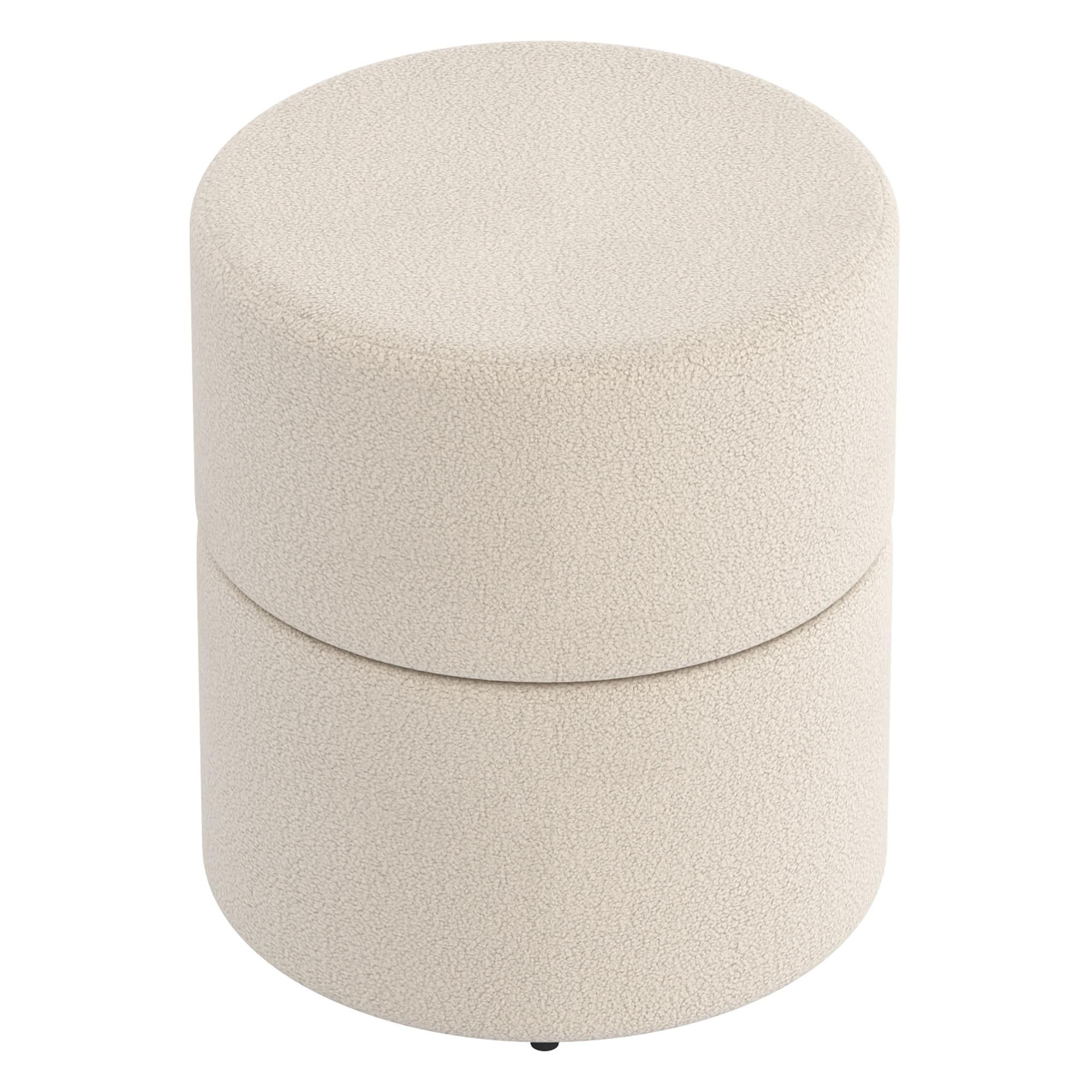 !nspire Novar 402-670CM Round Swivel Ottoman - Cream Boucle IMAGE 4