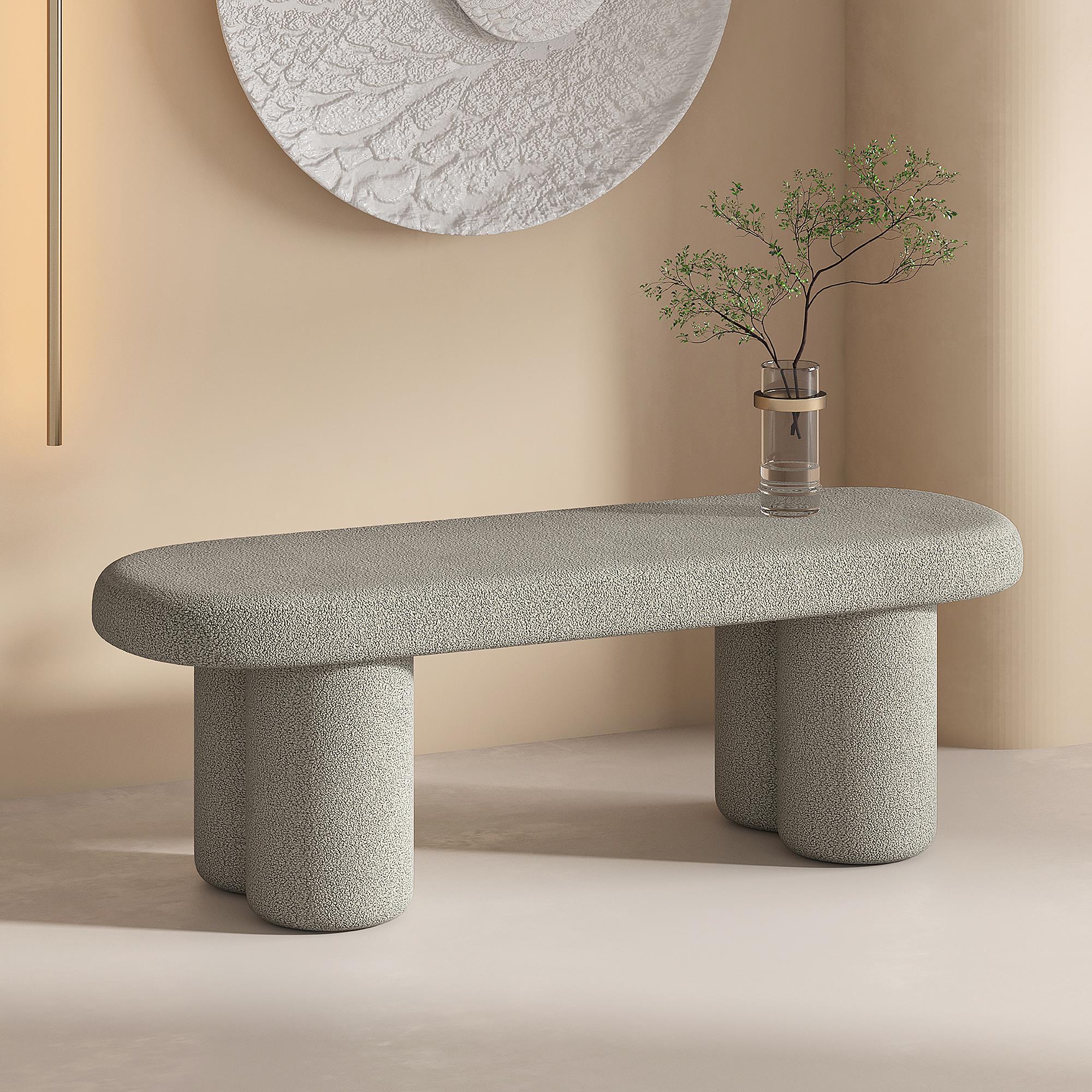 !nspire Azoro 401-163WGY Bench - Warm Grey Boucle IMAGE 2