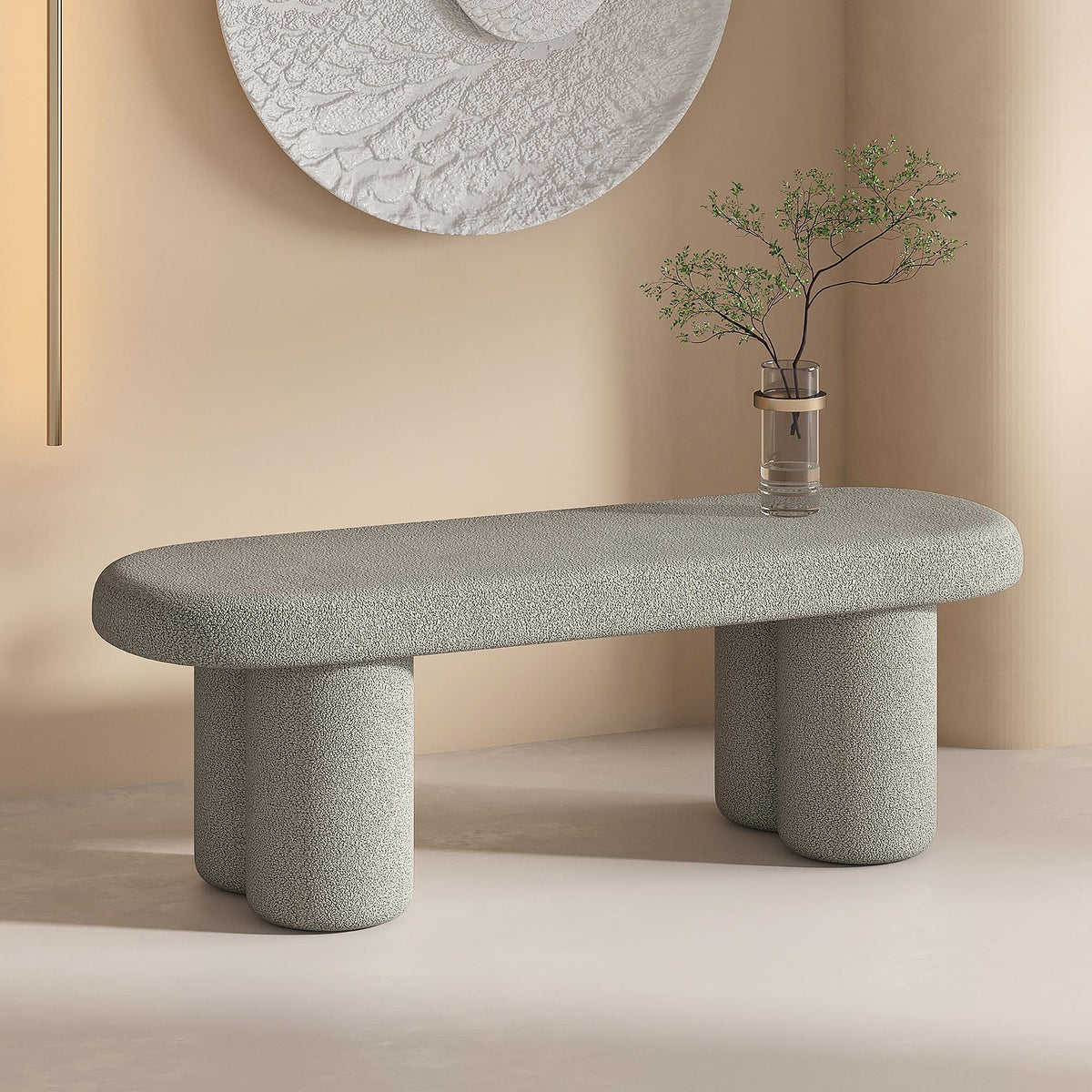 !nspire Azoro 401-163WGY Bench - Warm Grey Boucle IMAGE 2