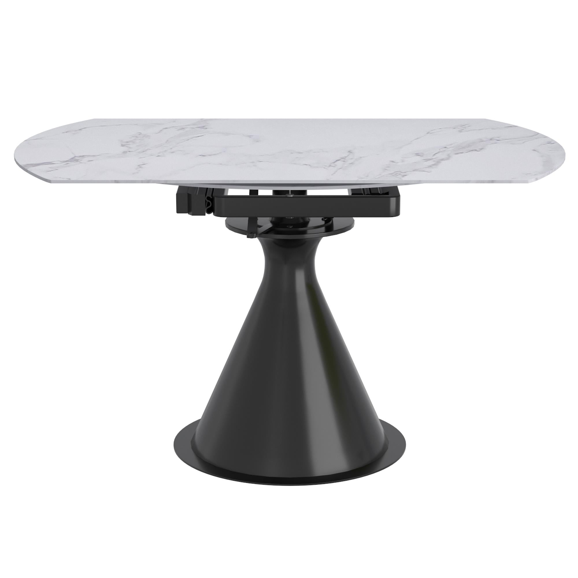 !nspire Calisto 201-110WT Round Pedestal Dining Table w/Extension - White and Black IMAGE 5