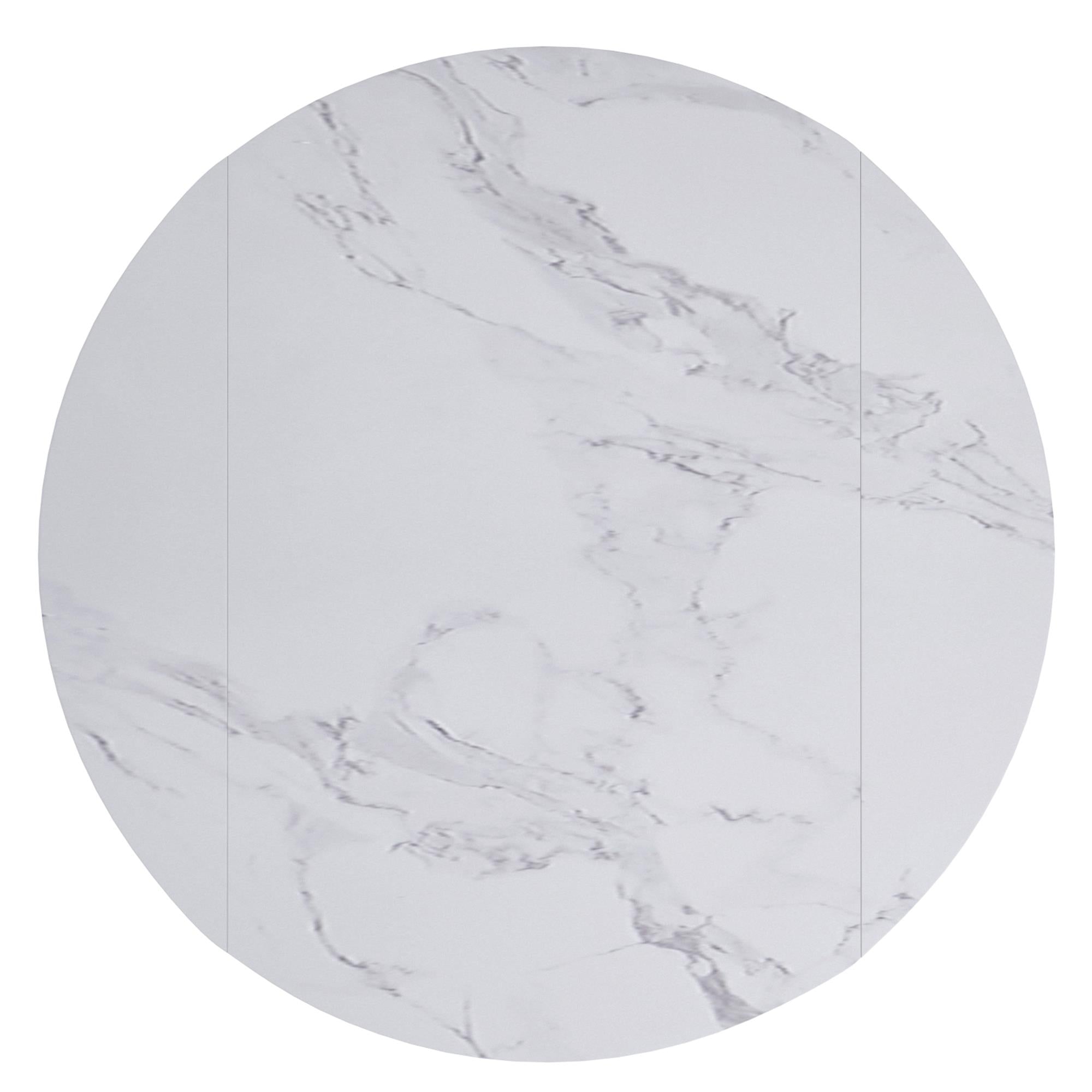 !nspire Calisto 201-110WT Round Pedestal Dining Table w/Extension - White and Black IMAGE 6
