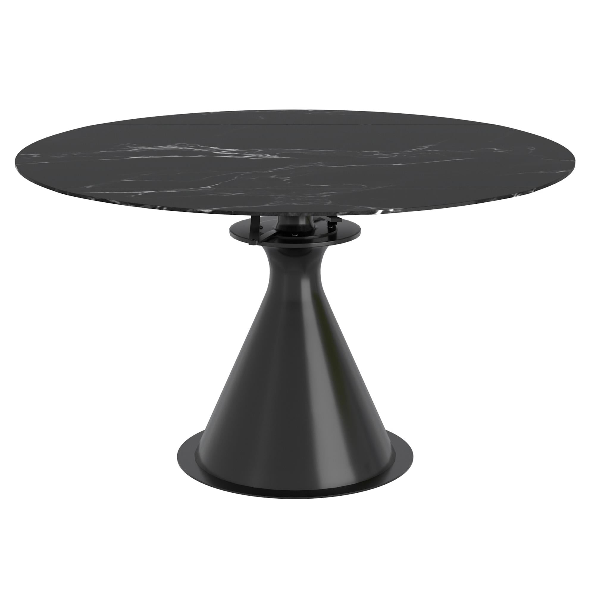 !nspire Calisto 201-110BK Round Pedestal Dining Table w/Extension - Black IMAGE 1