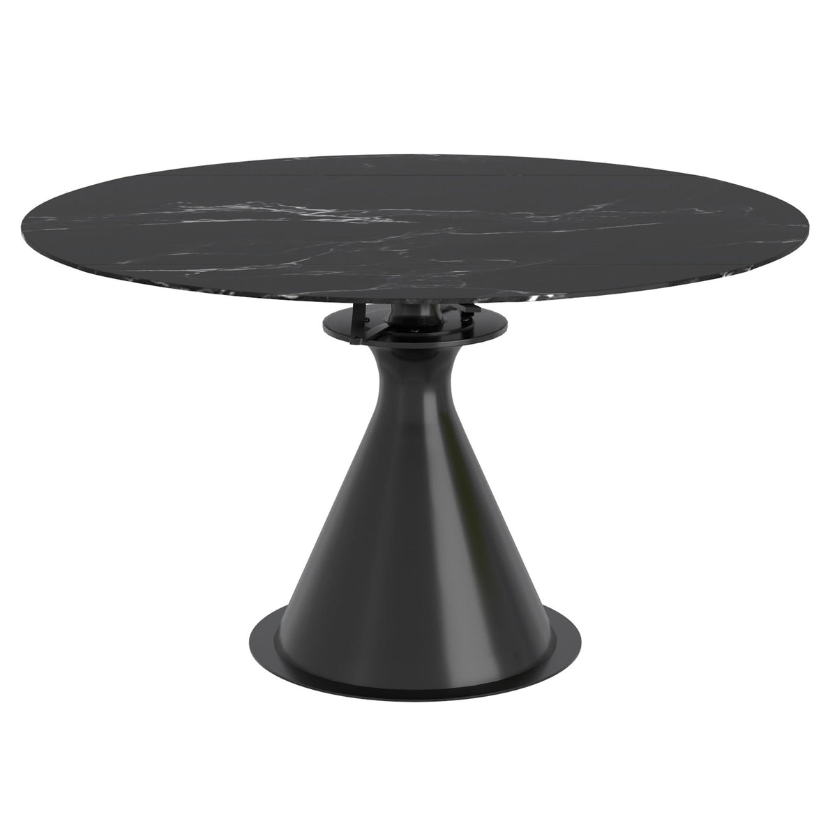 !nspire Calisto 201-110BK Round Pedestal Dining Table w/Extension - Black IMAGE 1