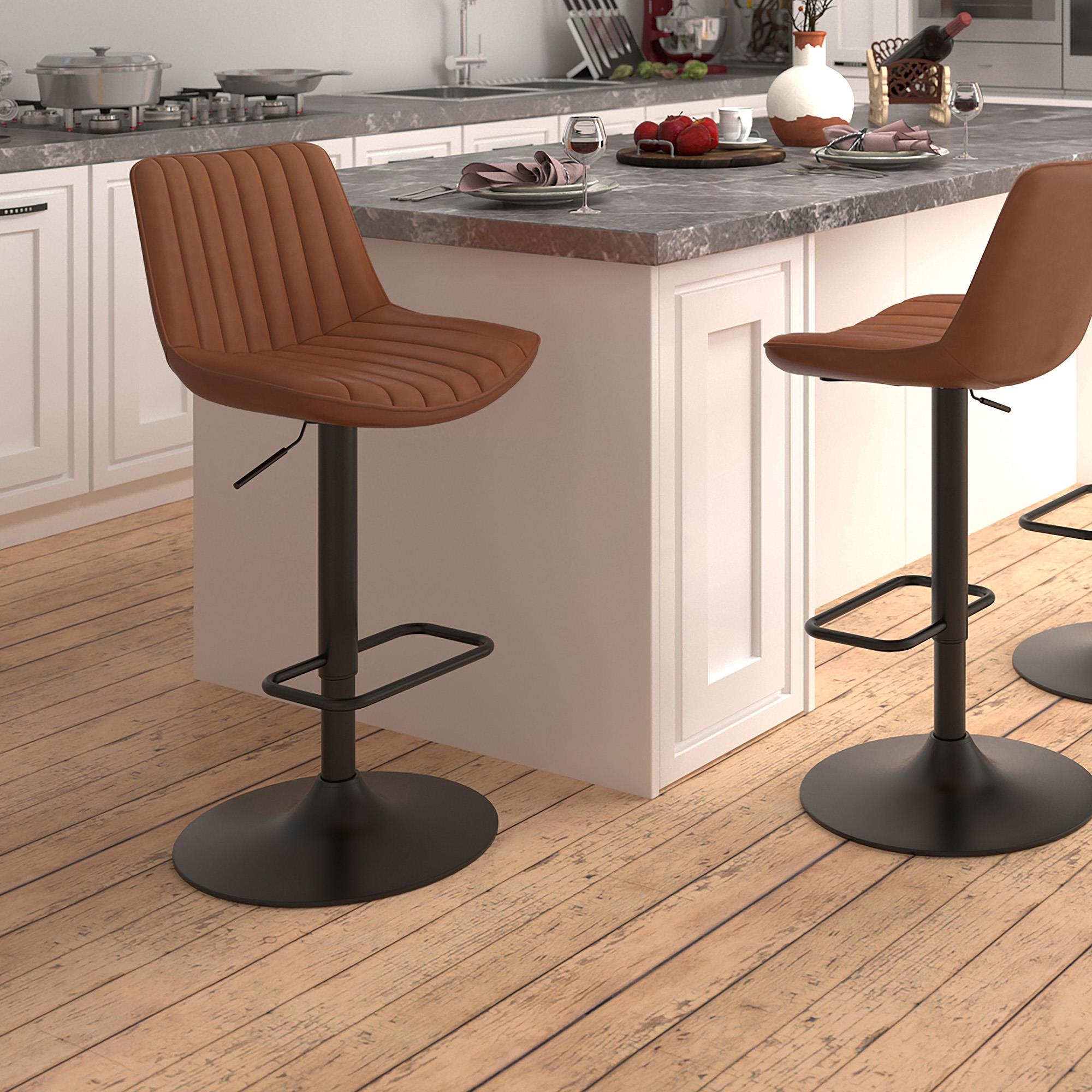 !nspire Kosi 203-190SD Adjustable Air-Lift Stool - Saddle and Black IMAGE 2
