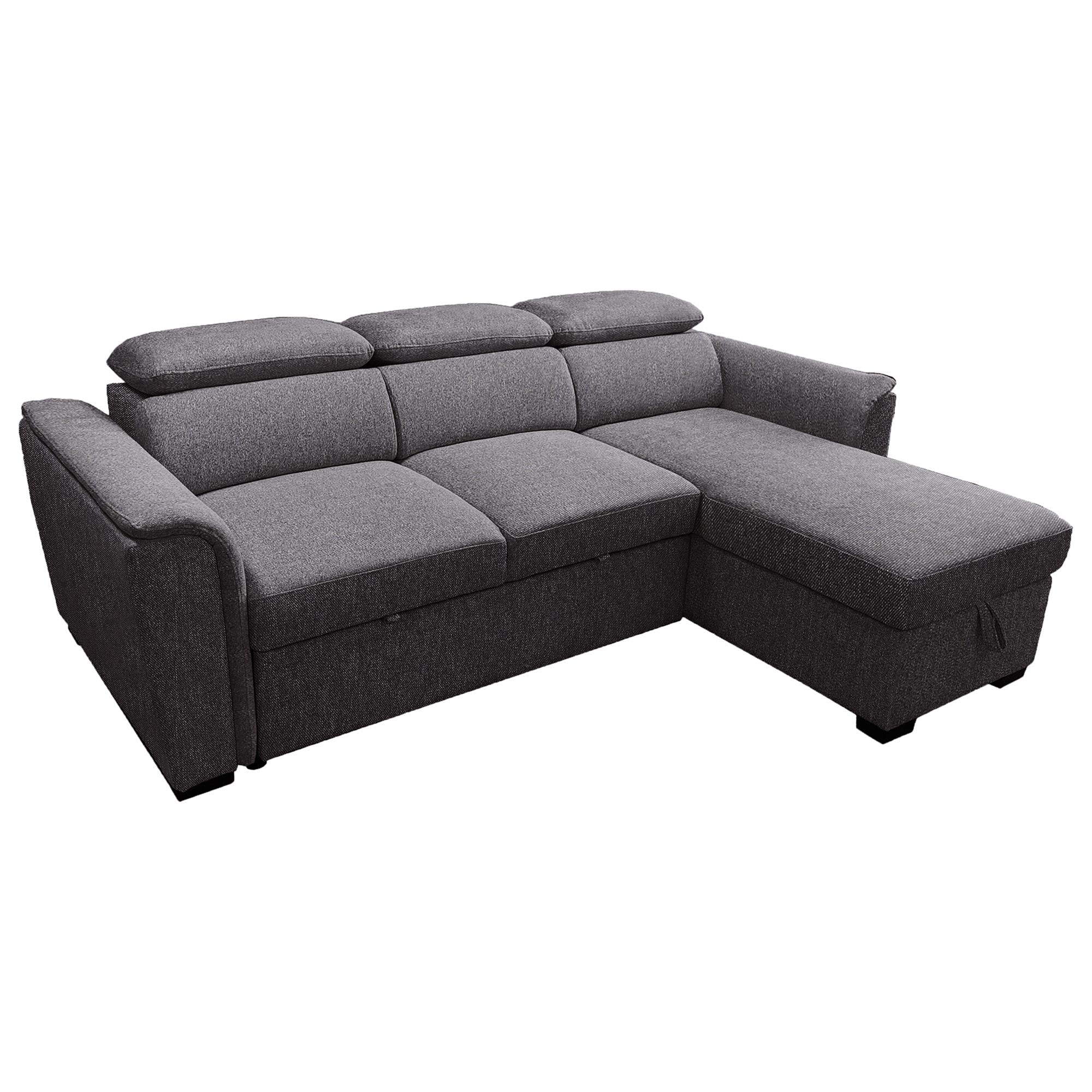 Worldwide Home Furnishings Oskar 700-518CH 93.5" Sectional Sofa w/Bed & Storage - Charcoal IMAGE 1