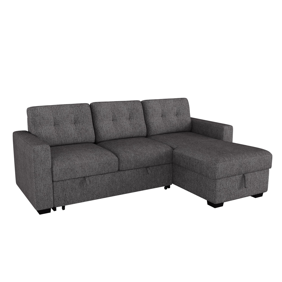 Worldwide Home Furnishings Tyson 700-519CH 93" Sectional Sofa w/Bed & Storage - Charcoal IMAGE 1