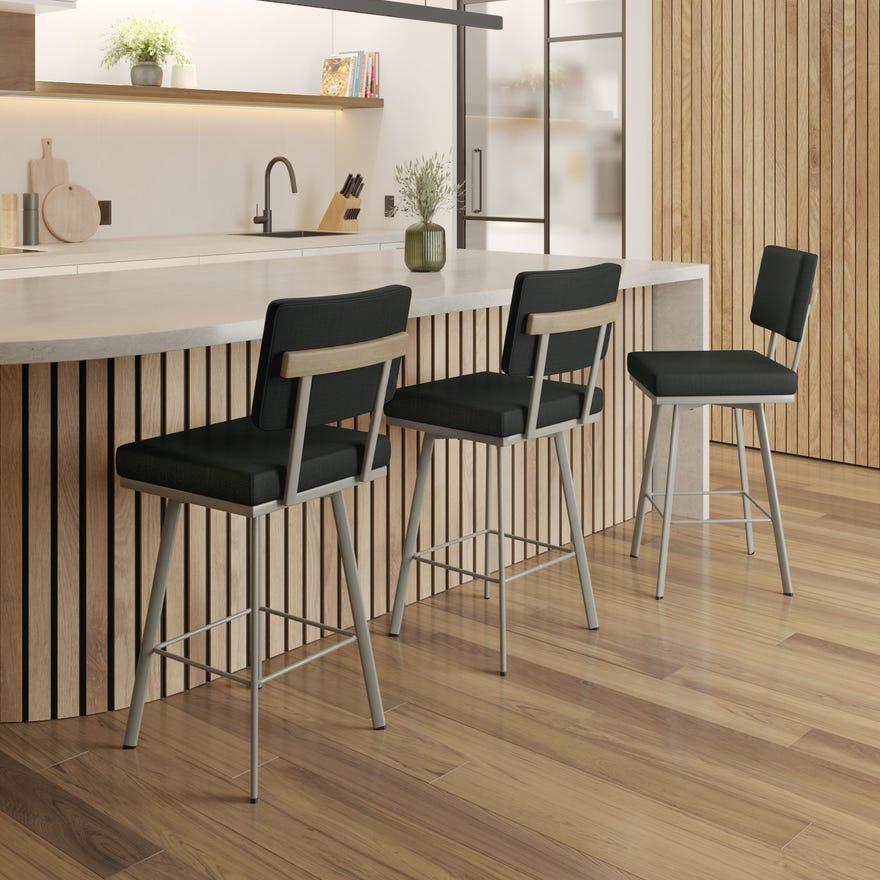 Amisco Wesley 41413-26 Swivel Stool - Titanium/Versailles/Cashew IMAGE 2