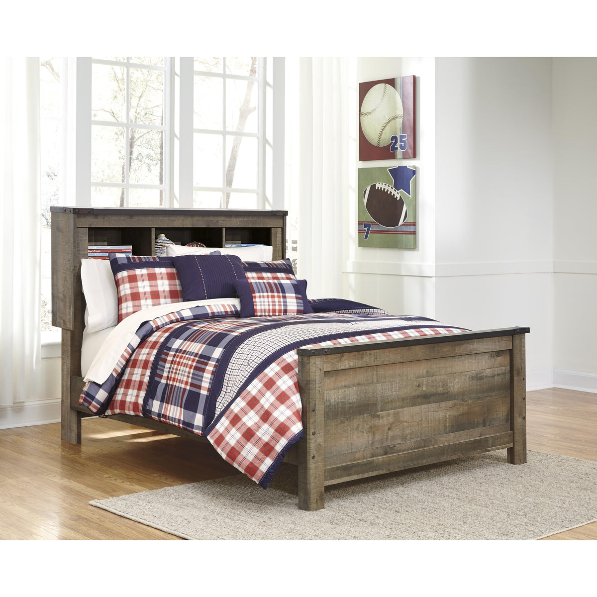 Signature Design by Ashley Trinell B446B87 Full Bookcase Panel Bed IMAGE 2