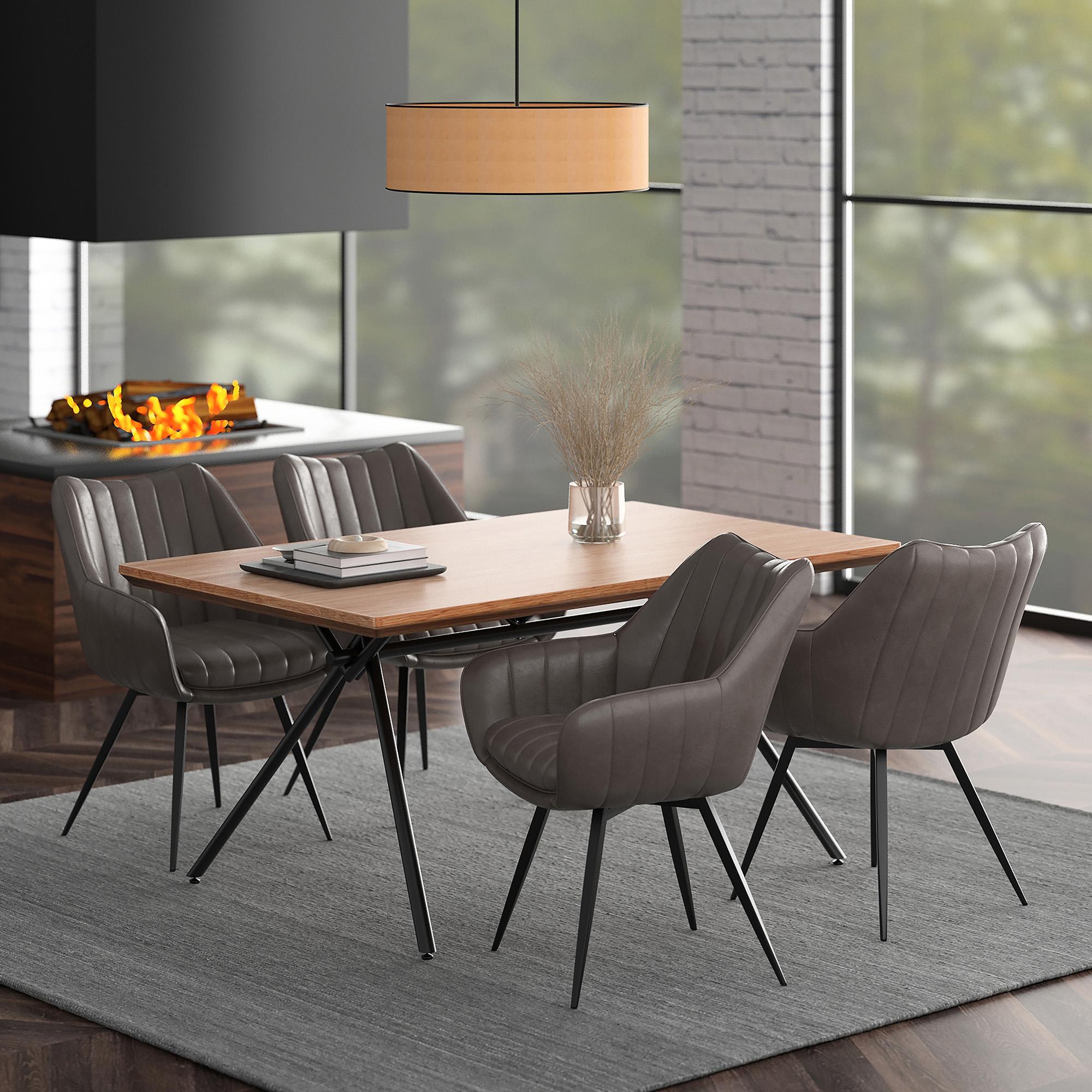 Worldwide Home Furnishings Bronx/Talon 207-267NAT_139CH 5 pc Dining Set - Natural Table with Charcoal Chair IMAGE 1