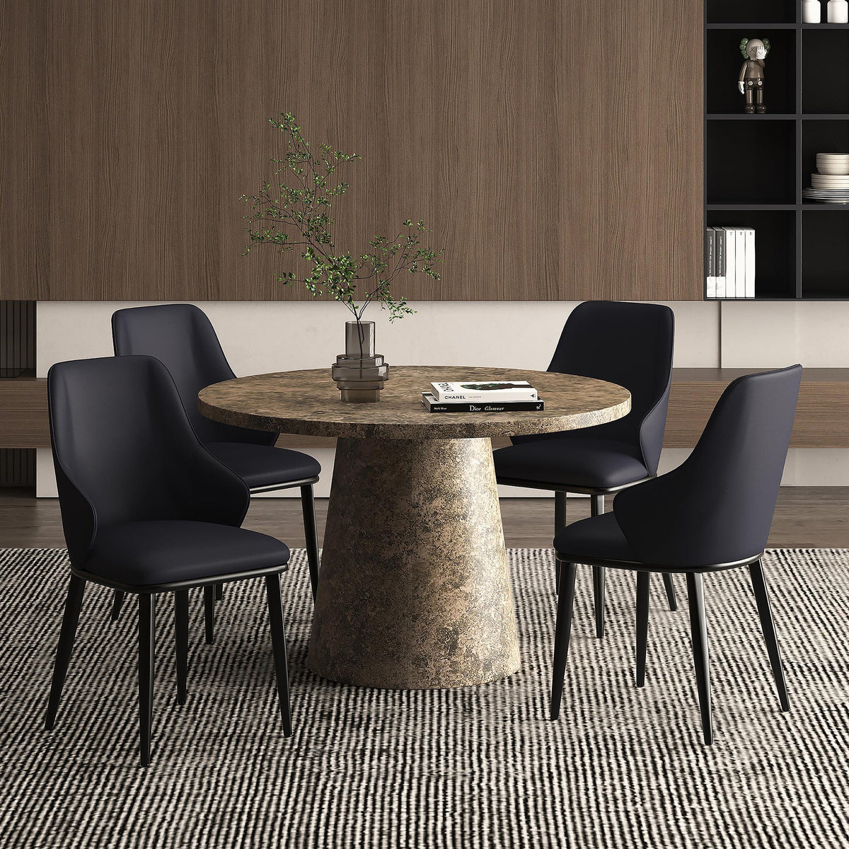 Worldwide Home Furnishings Godiva/Kash 207-142GY_084BLK 5 pc Dining Set - Grey with Black Chair IMAGE 1