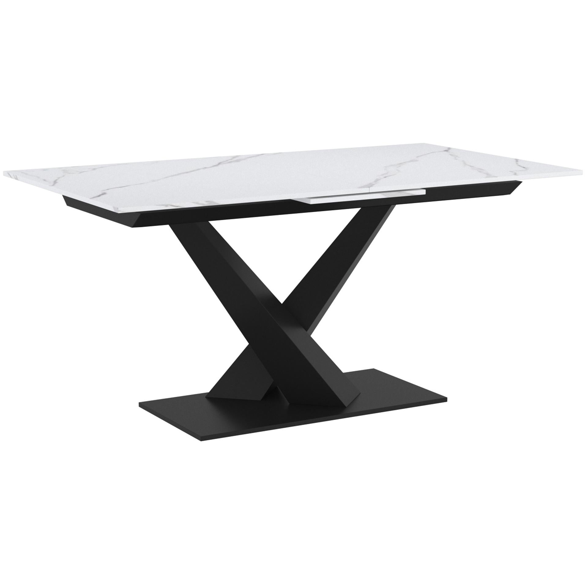 Worldwide Home Furnishings Julius/Signy 207-111WT_144BK 7 pc Dining Set - White Table with Black Chair IMAGE 2