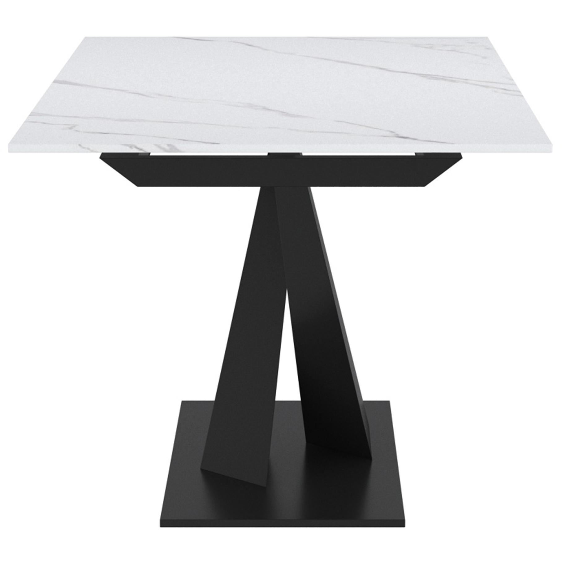 Worldwide Home Furnishings Julius/Signy 207-111WT_144BK 7 pc Dining Set - White Table with Black Chair IMAGE 4