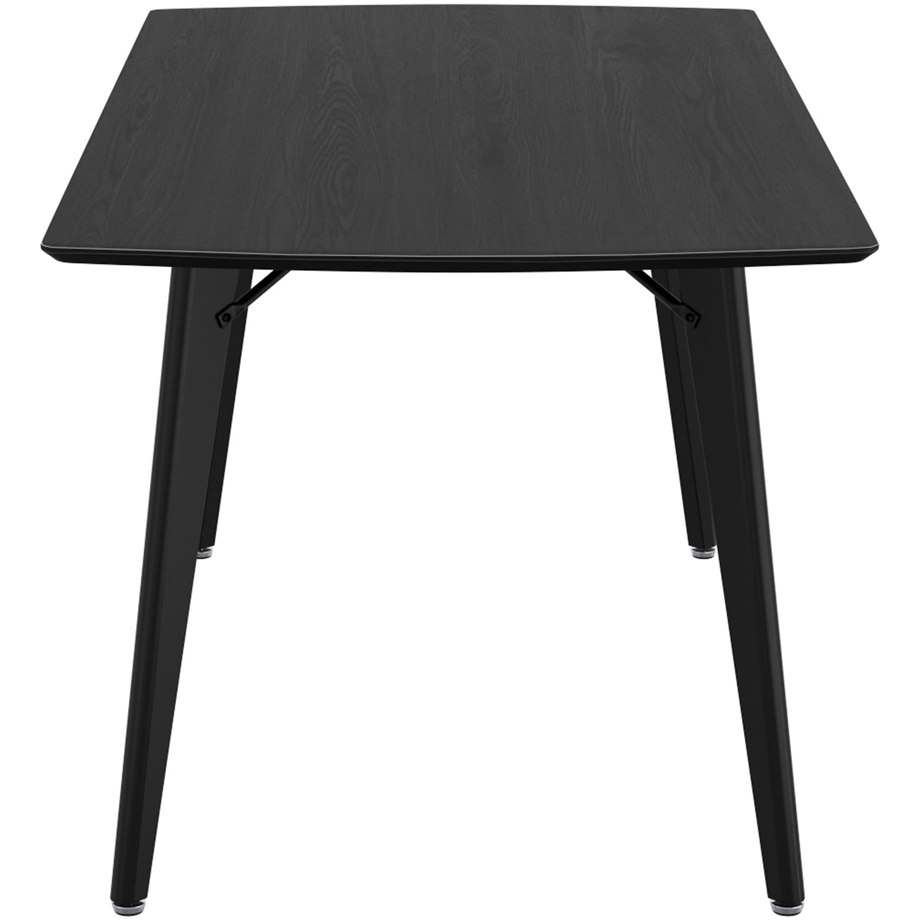 Worldwide Home Furnishings Leon/Kash 207-893BLK_084SD 5 pc Dining Set - Black Table with Saddle Chair IMAGE 4