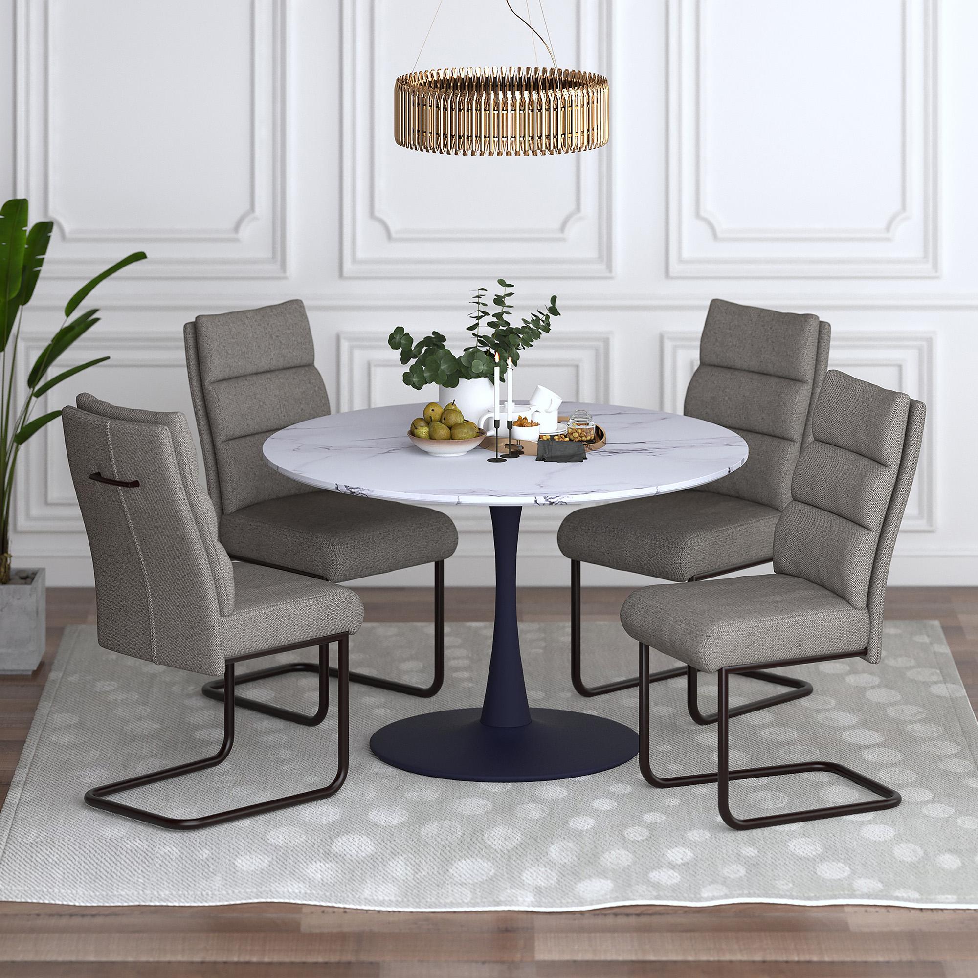 Worldwide Home Furnishings Zilo/Brodi 207-671BK_L_138CH 5 pc Dining Set - Black Table with Charcoal Chair IMAGE 1