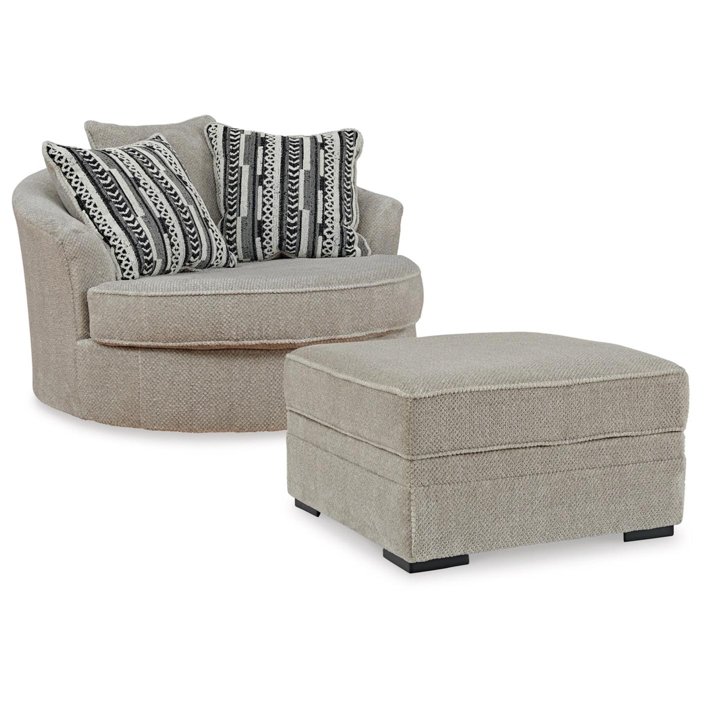 Benchcraft Calnita 20502U1 Oversized Swivel Chair and Ottoman IMAGE 1
