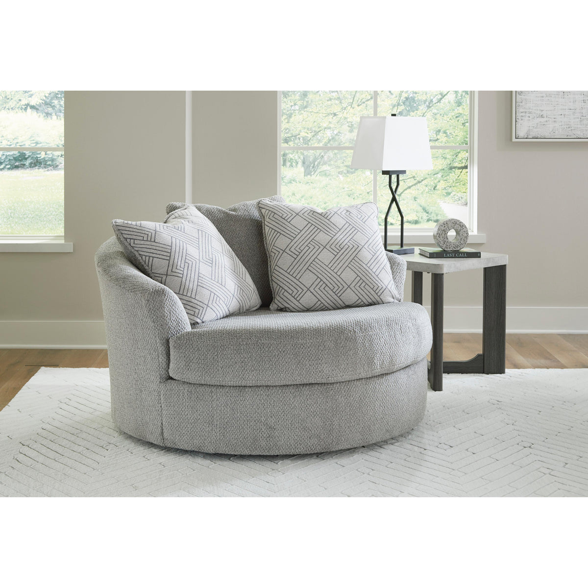 Signature Design by Ashley Casselbury 52906U1 Oversized Swivel Chair and Ottoman IMAGE 2