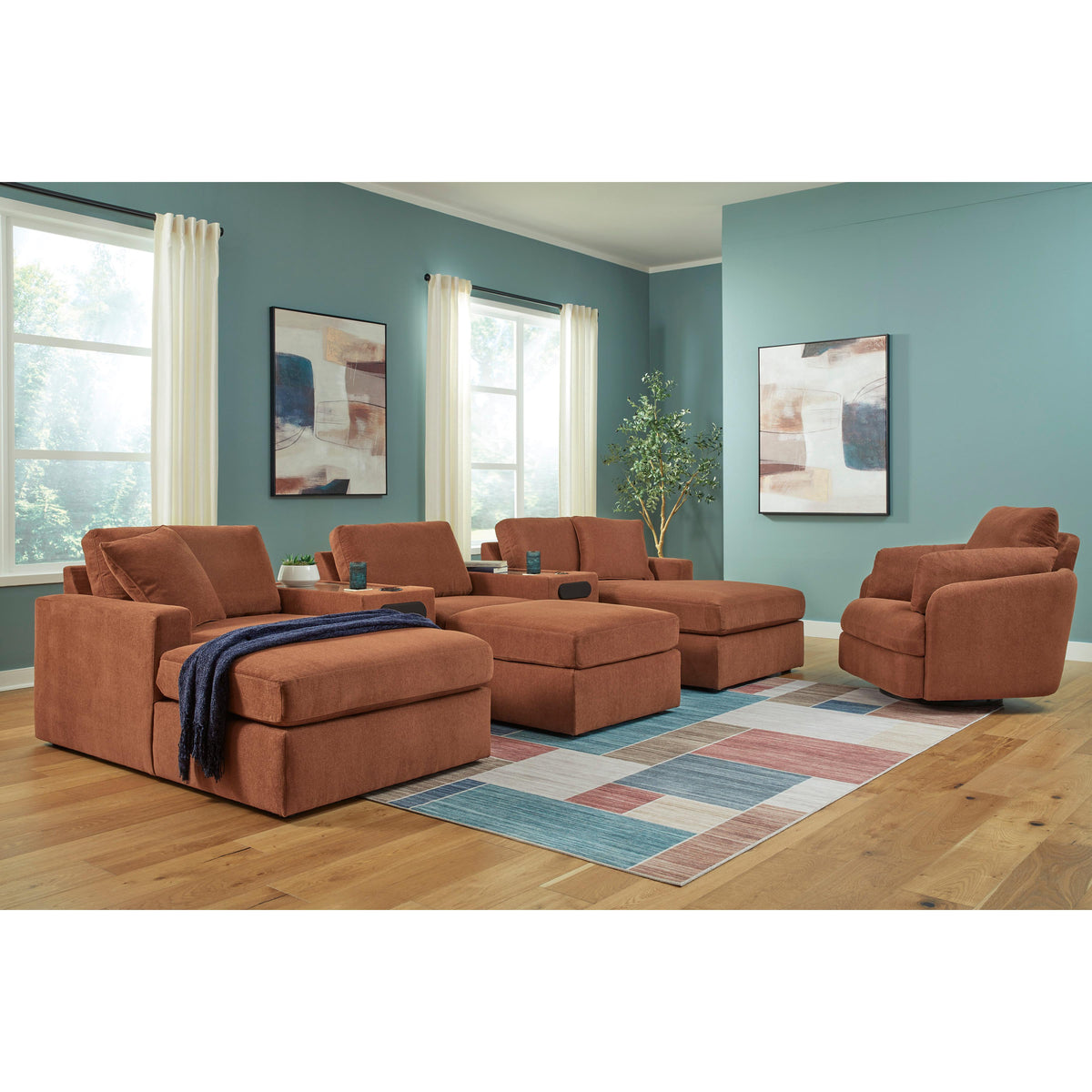 Signature Design by Ashley Modmax 92102S49 5 pc Double Chaise with Audio Consoles IMAGE 3