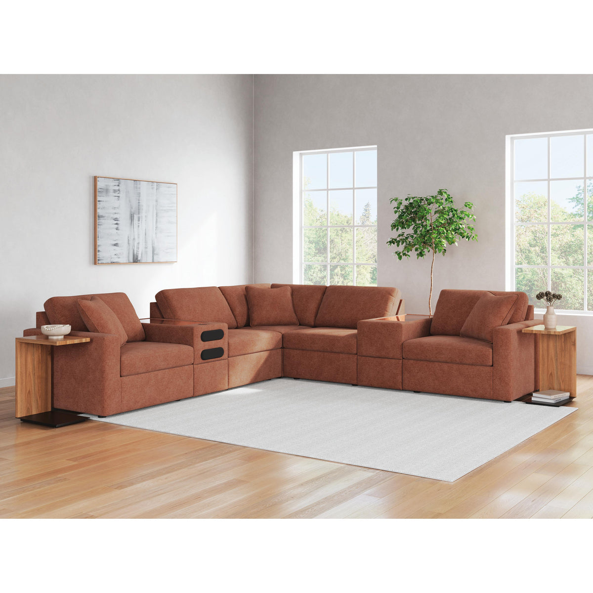 Signature Design by Ashley Modmax 92102S69 7 pc Balanced Sectional with Audio and Storage Consoles IMAGE 2